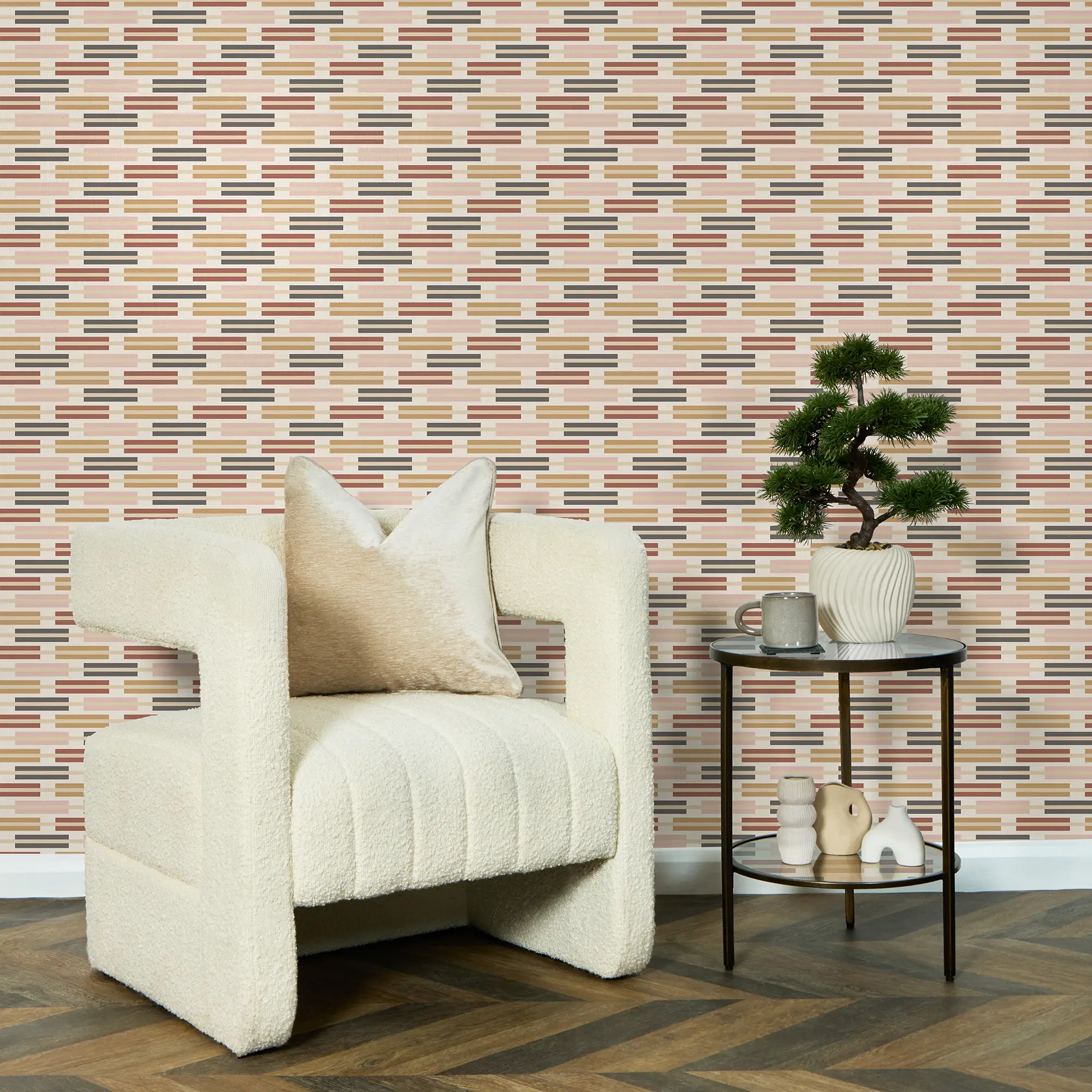 Staggered Stripe Wallpaper in Warm Tones - Image 3