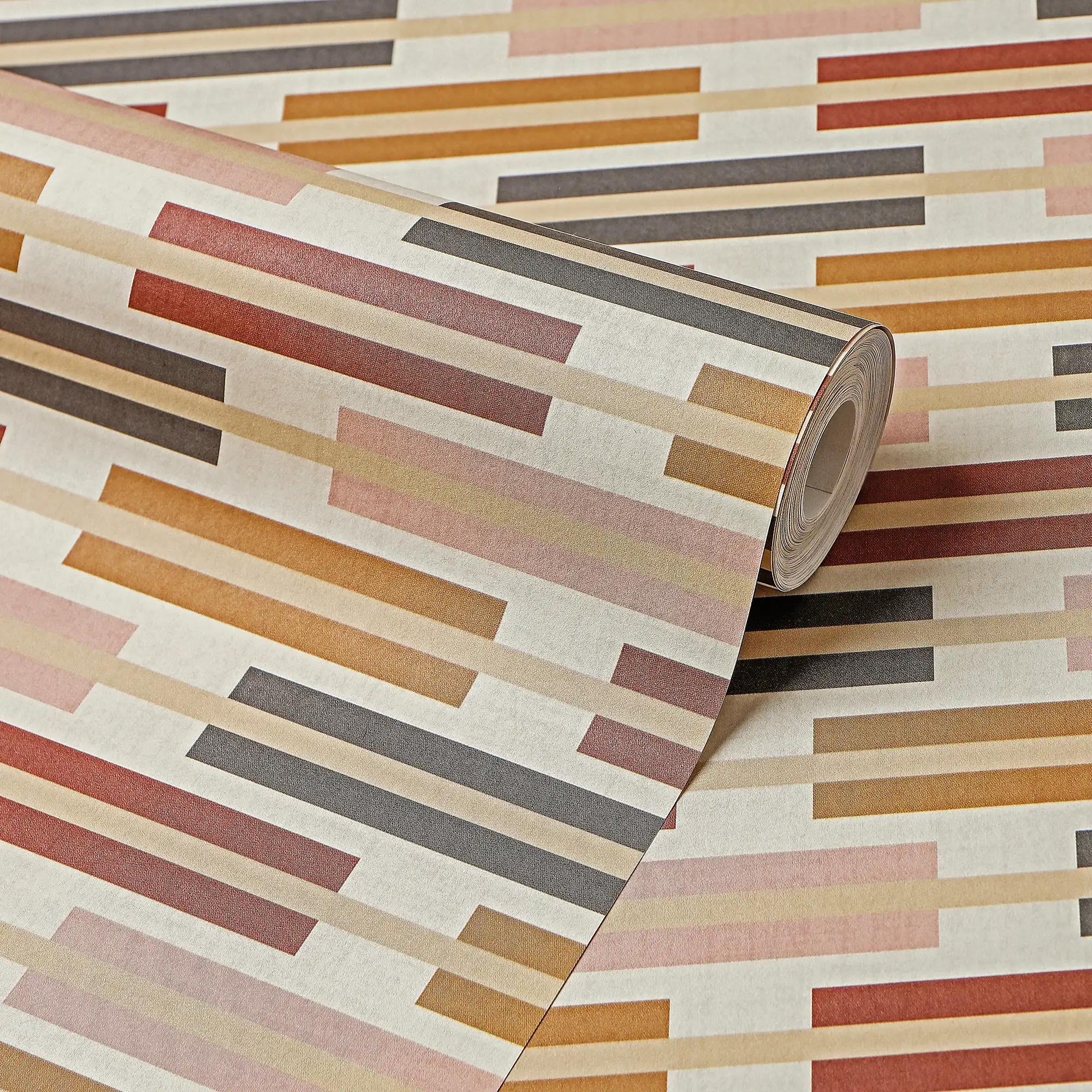 Staggered Stripe Wallpaper in Warm Tones - Image 4