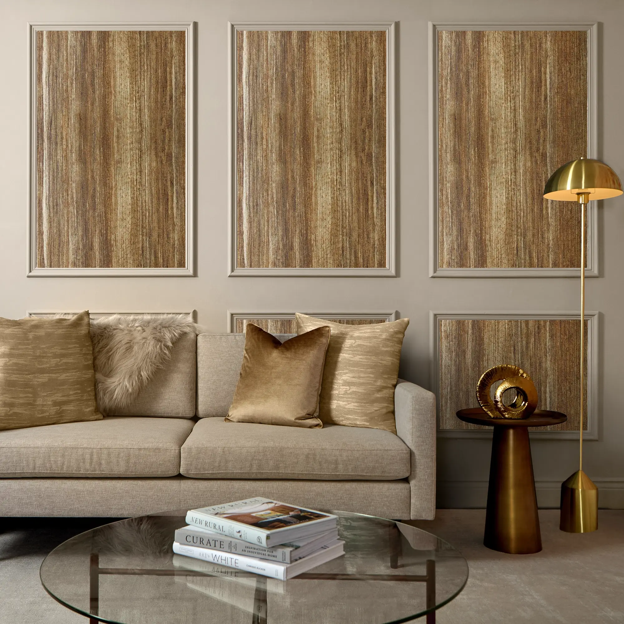 Subtle Ridges Wallpaper in Oak Brown - Image 2