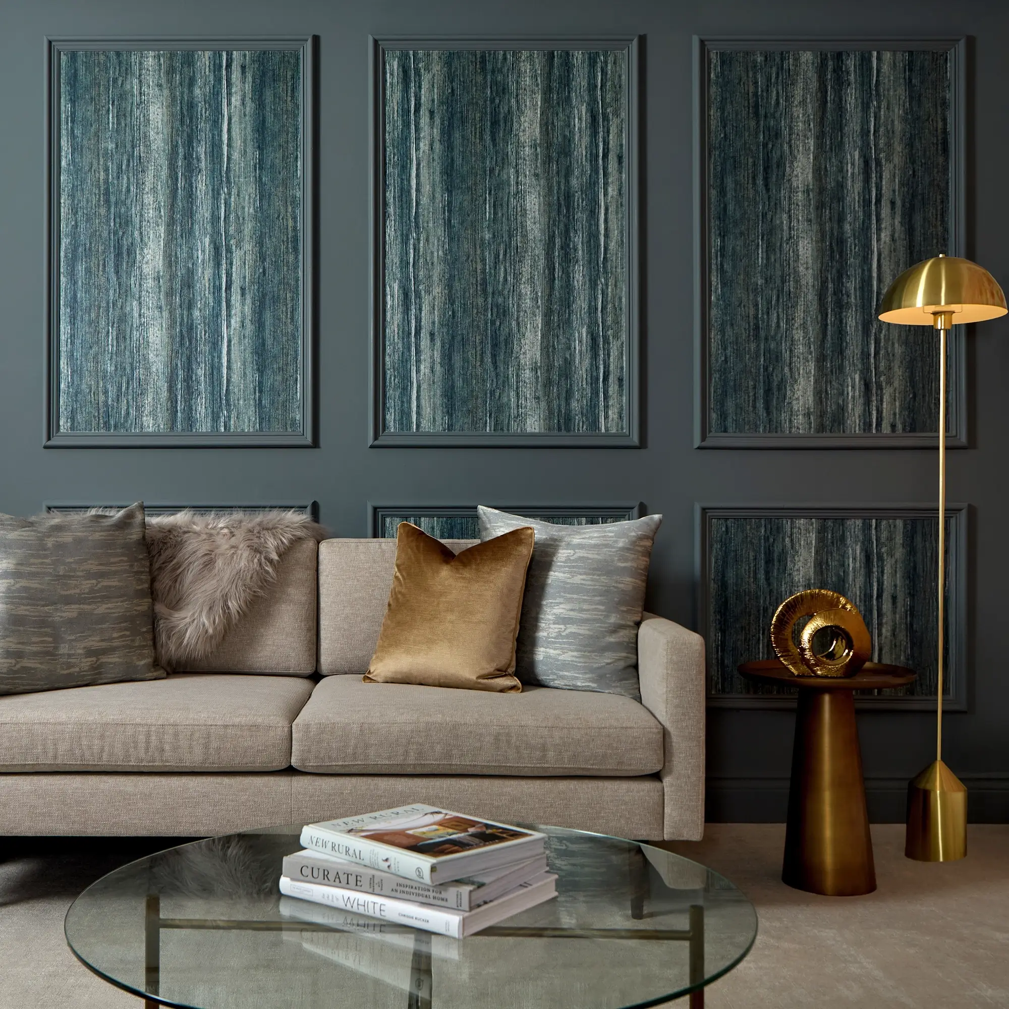 Subtle Ridges Wallpaper in Ocean Blue - Image 2