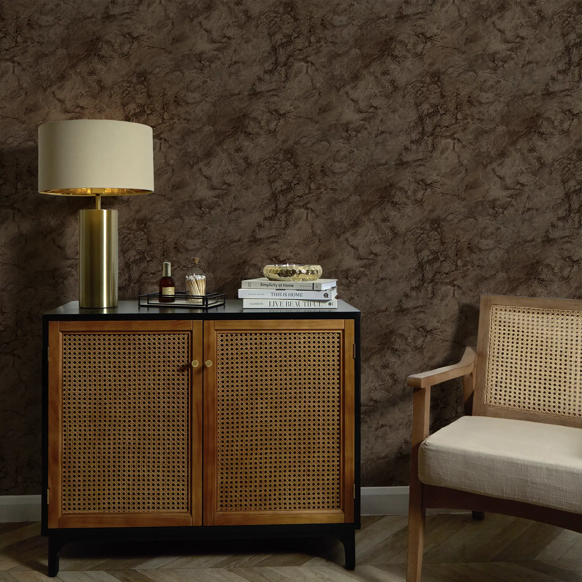 Suede Shadow Wallpaper in Chocolate - Image 2