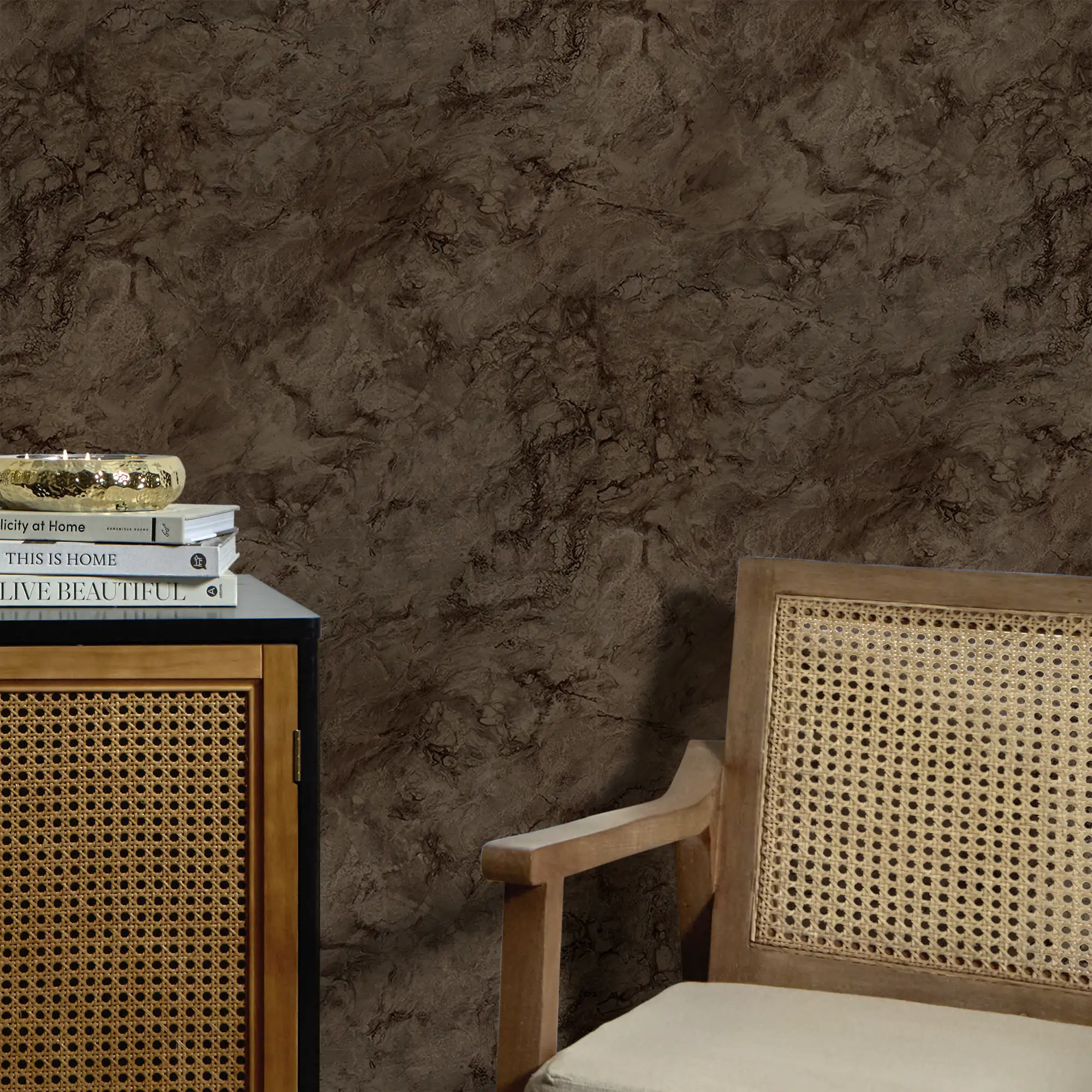Suede Shadow Wallpaper in Chocolate - Image 3