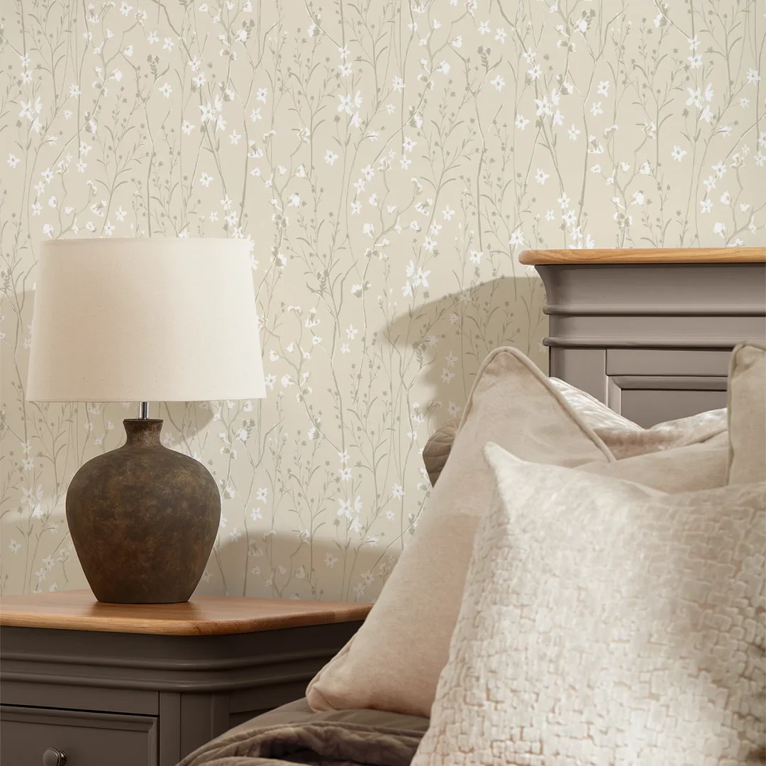 Summer Meadow Wallpaper in Cream - Image 3