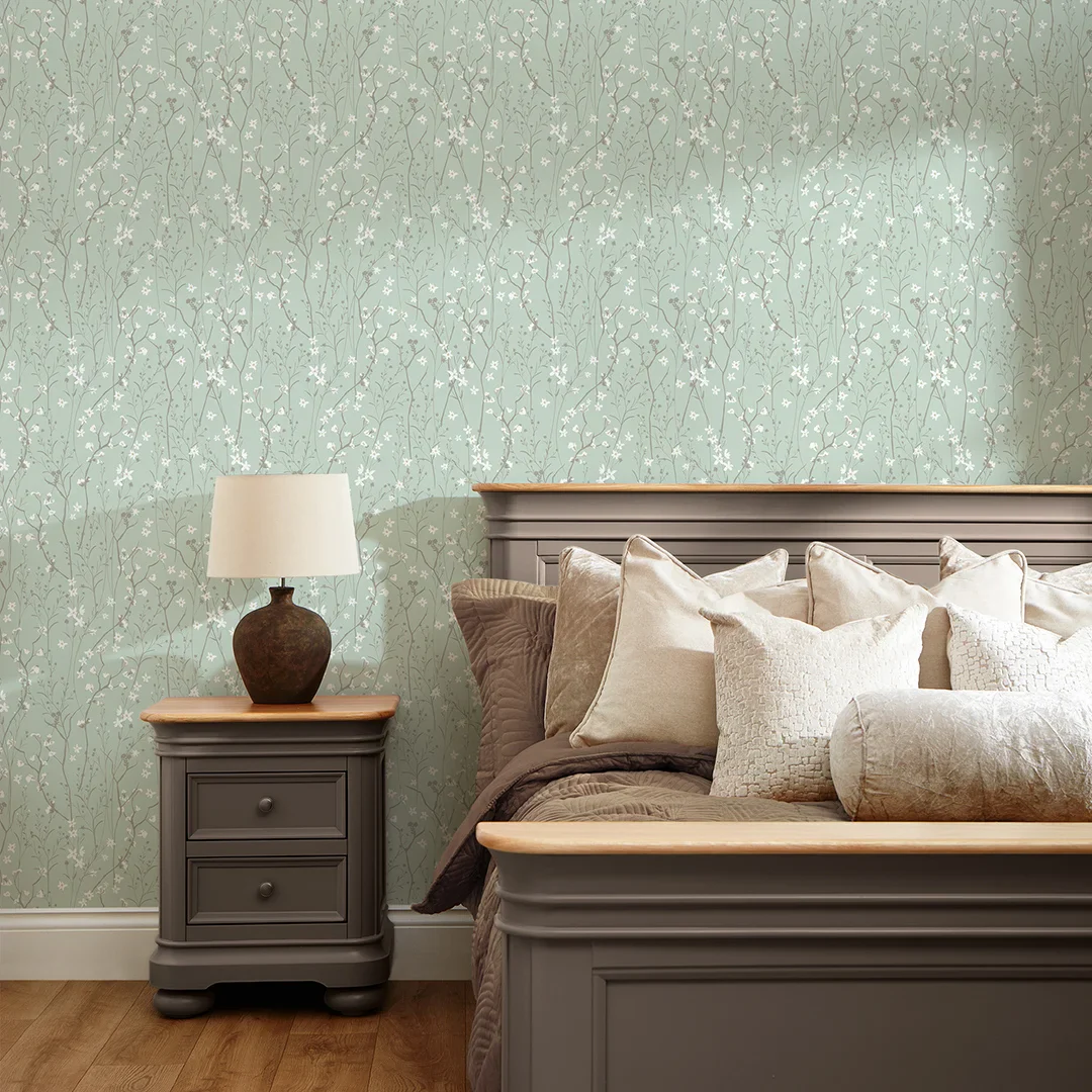 Summer Meadow Wallpaper in Mint Green - Image 2
