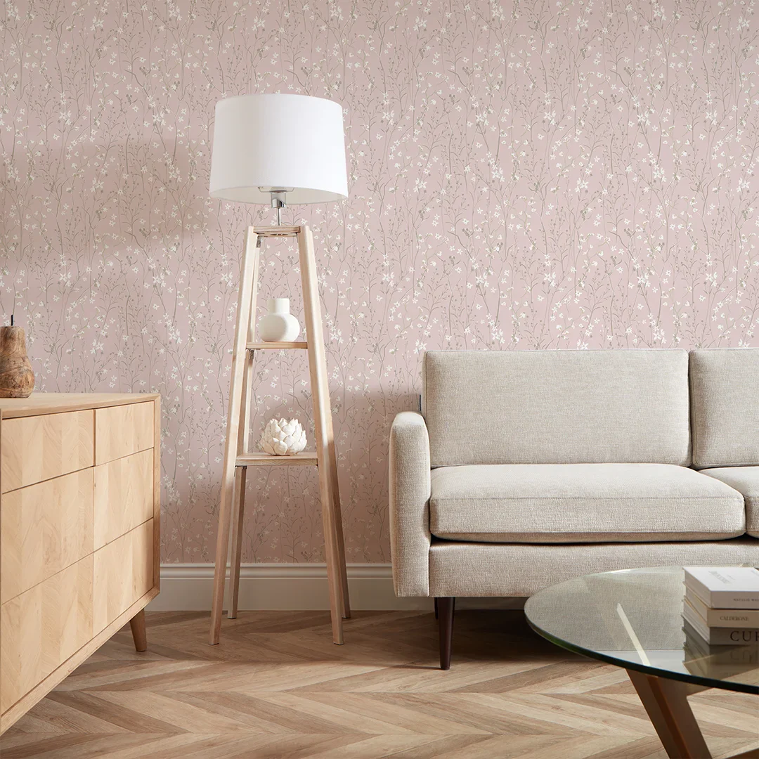 Summer Meadow Wallpaper in Pink - Image 2