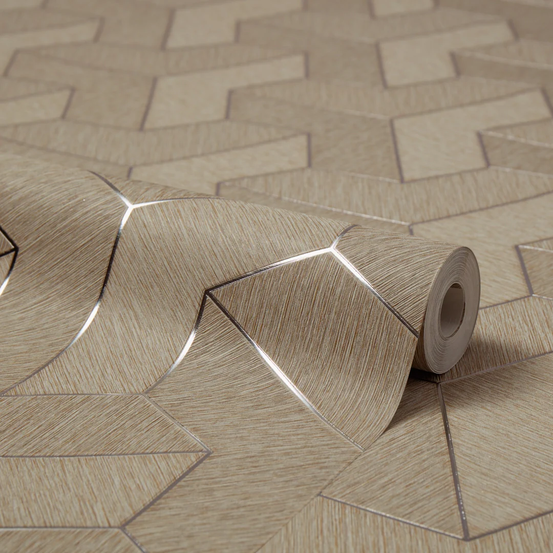 Tessellate Wallpaper in Linen with Metallic Silver - Image 4