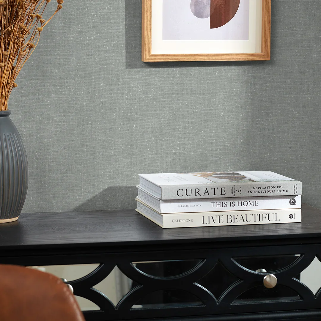 Textura Plain Glitter Textured Wallpaper in Grey - Image 3