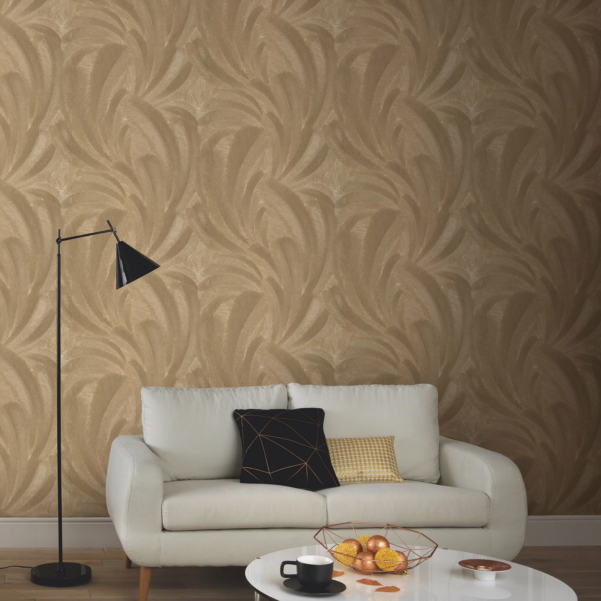 Textured Fern Wallpaper in Gold - Image 2