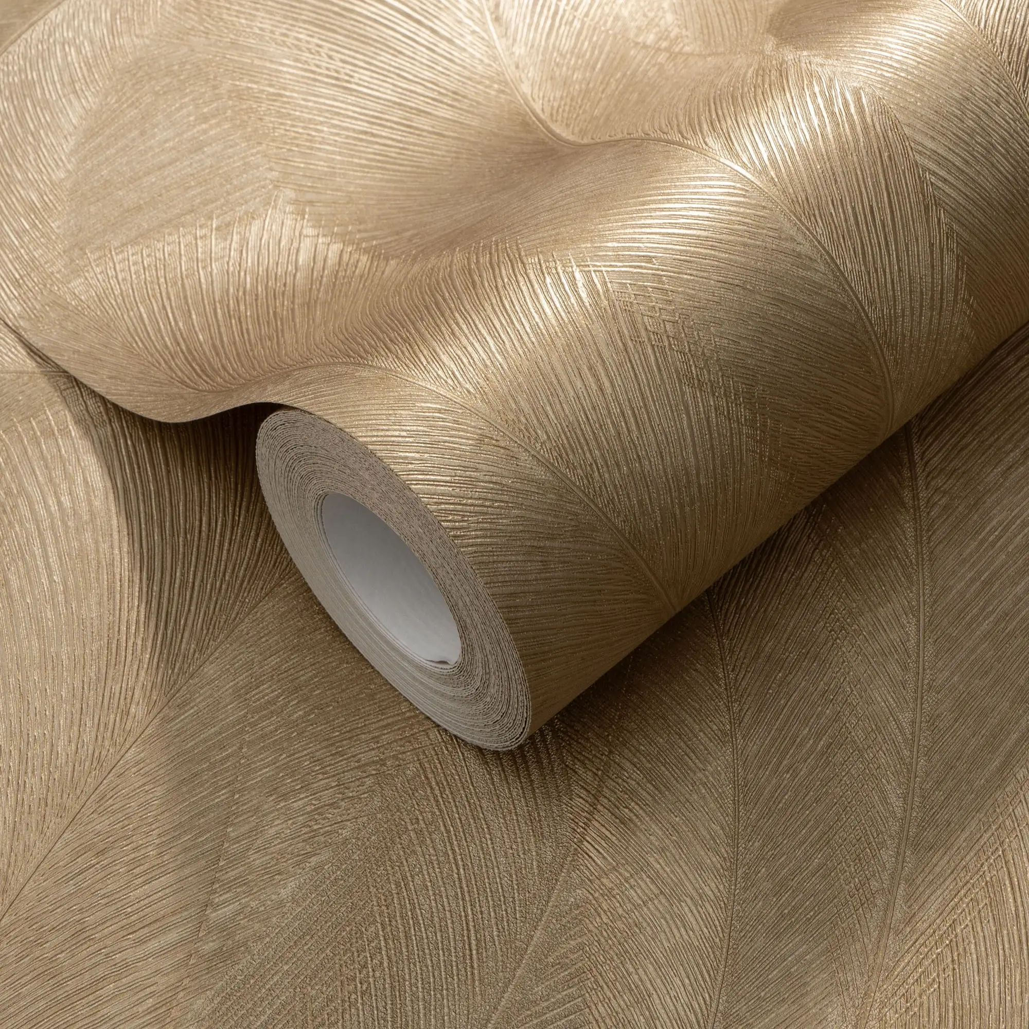 Textured Fern Wallpaper in Gold - Image 5