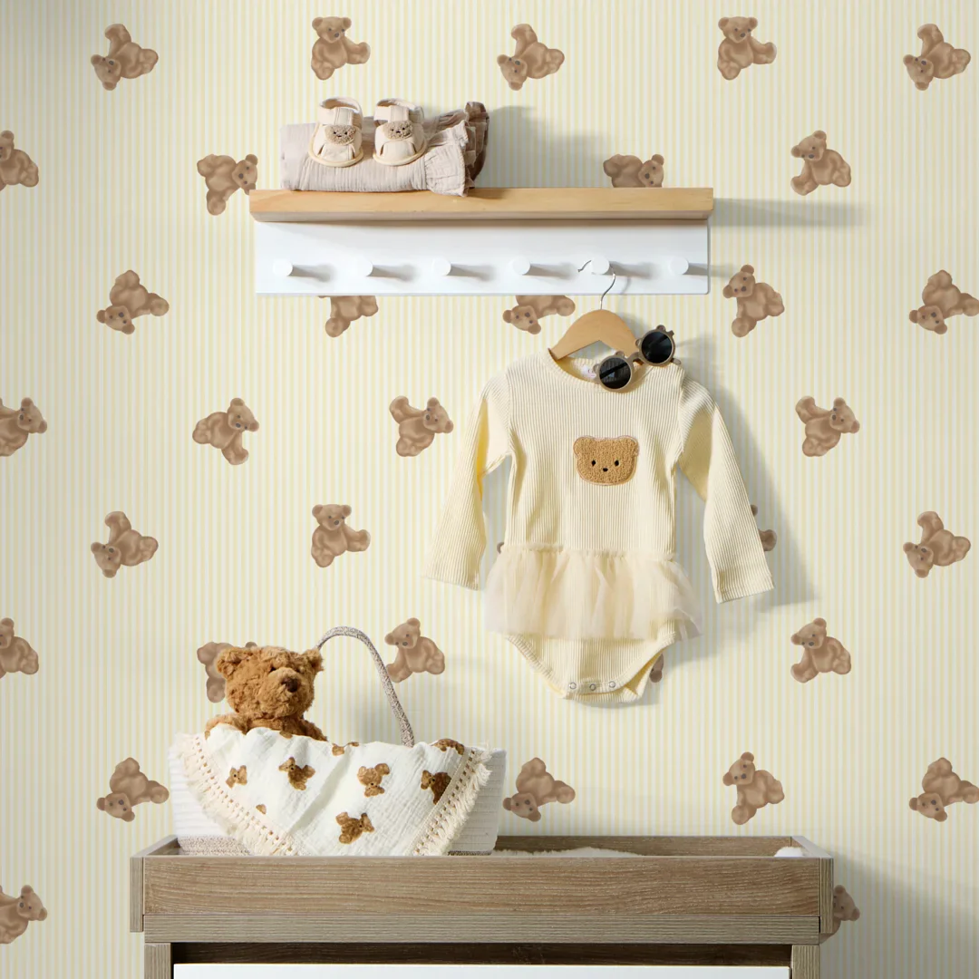 The Bear Wallpaper in Lemon Yellow - Image 2