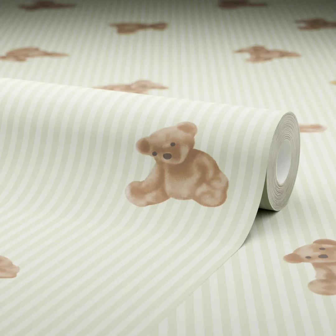 The Bear Wallpaper in Soft Sage - Image 4