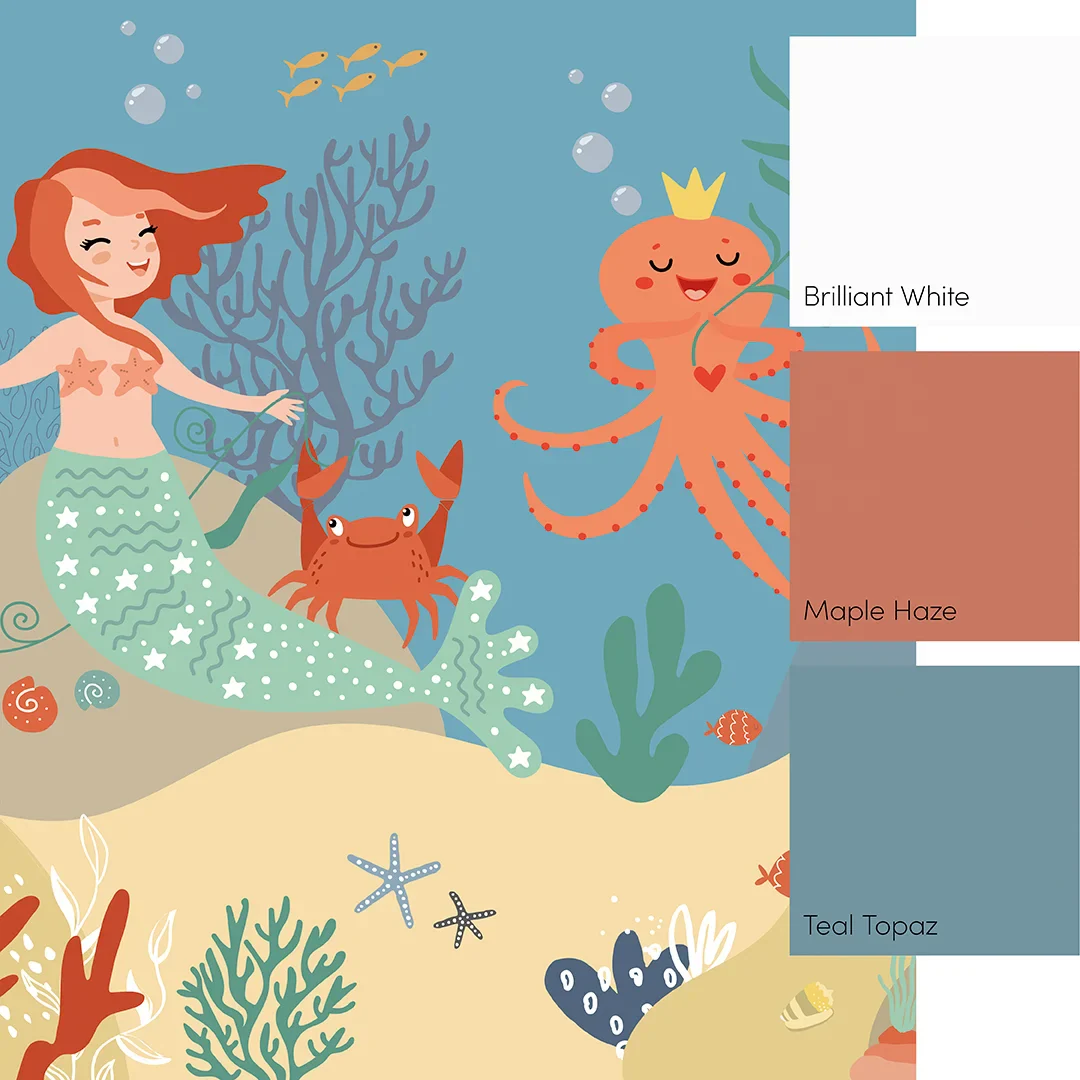 The Mermaid Princess Full Wall Mural in Multicoloured - Image 3