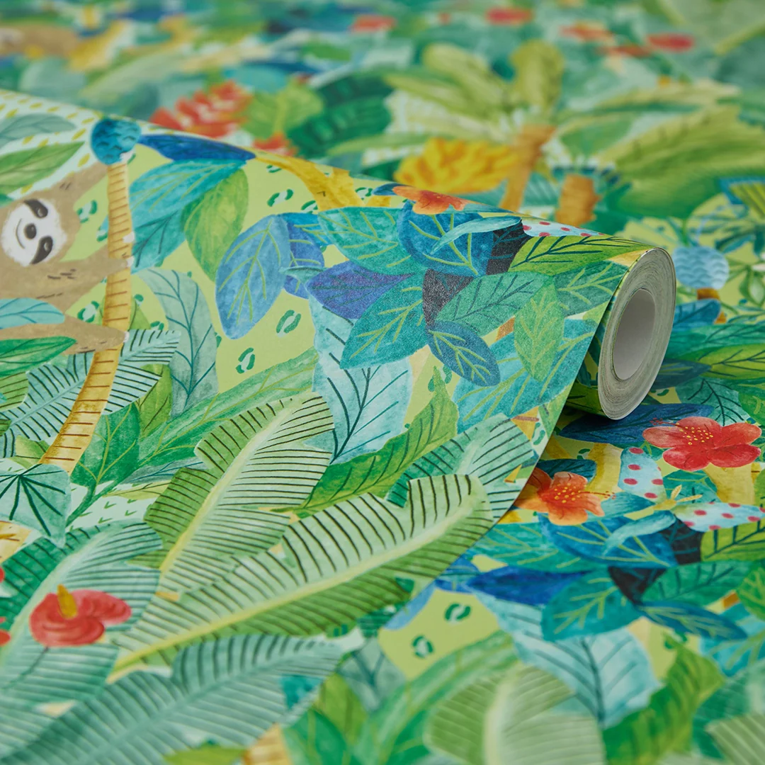 The Sloth and the Moth Wallpaper in Green - Image 4