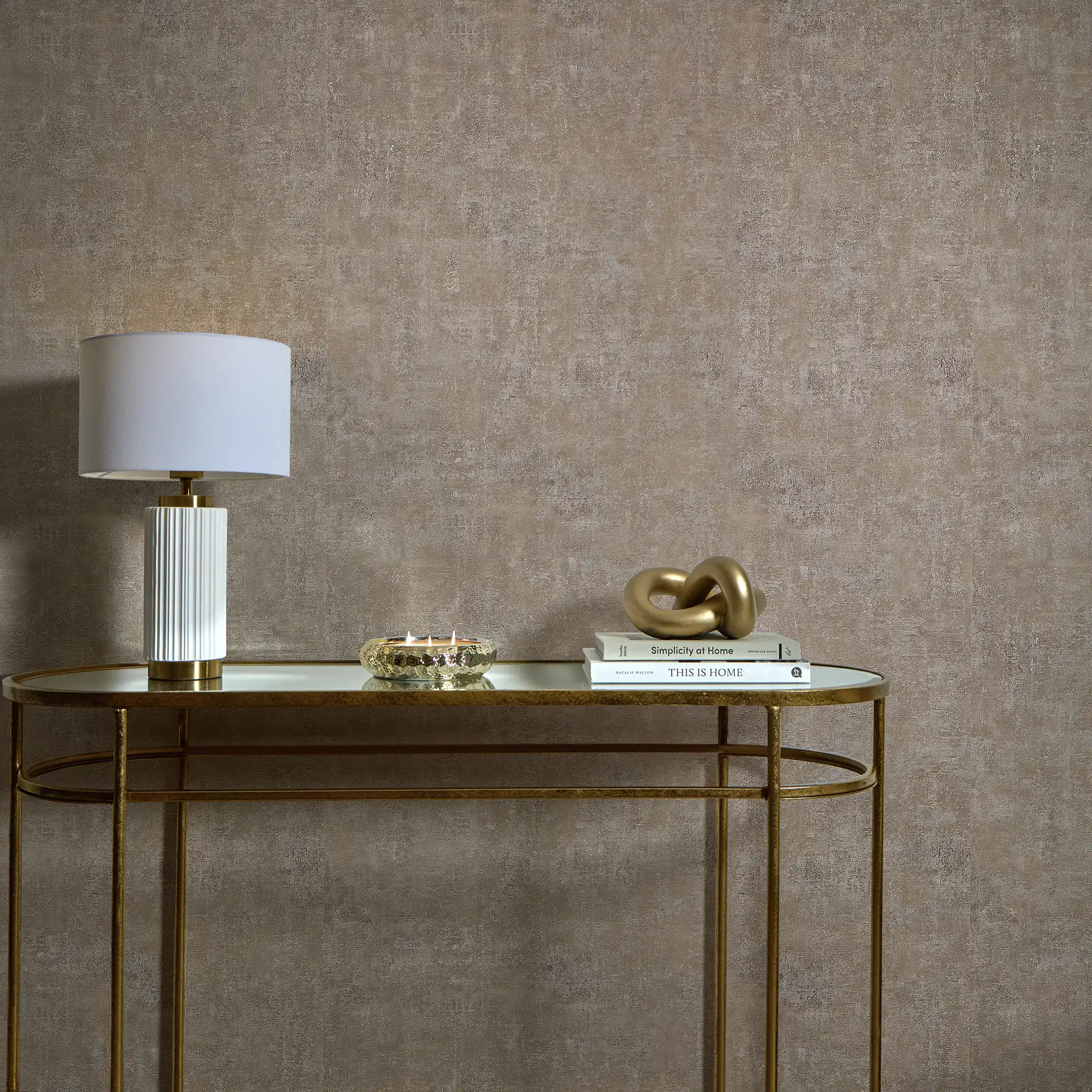 Torino Wallpaper in Cappuccino with Gold Metallic - Image 3