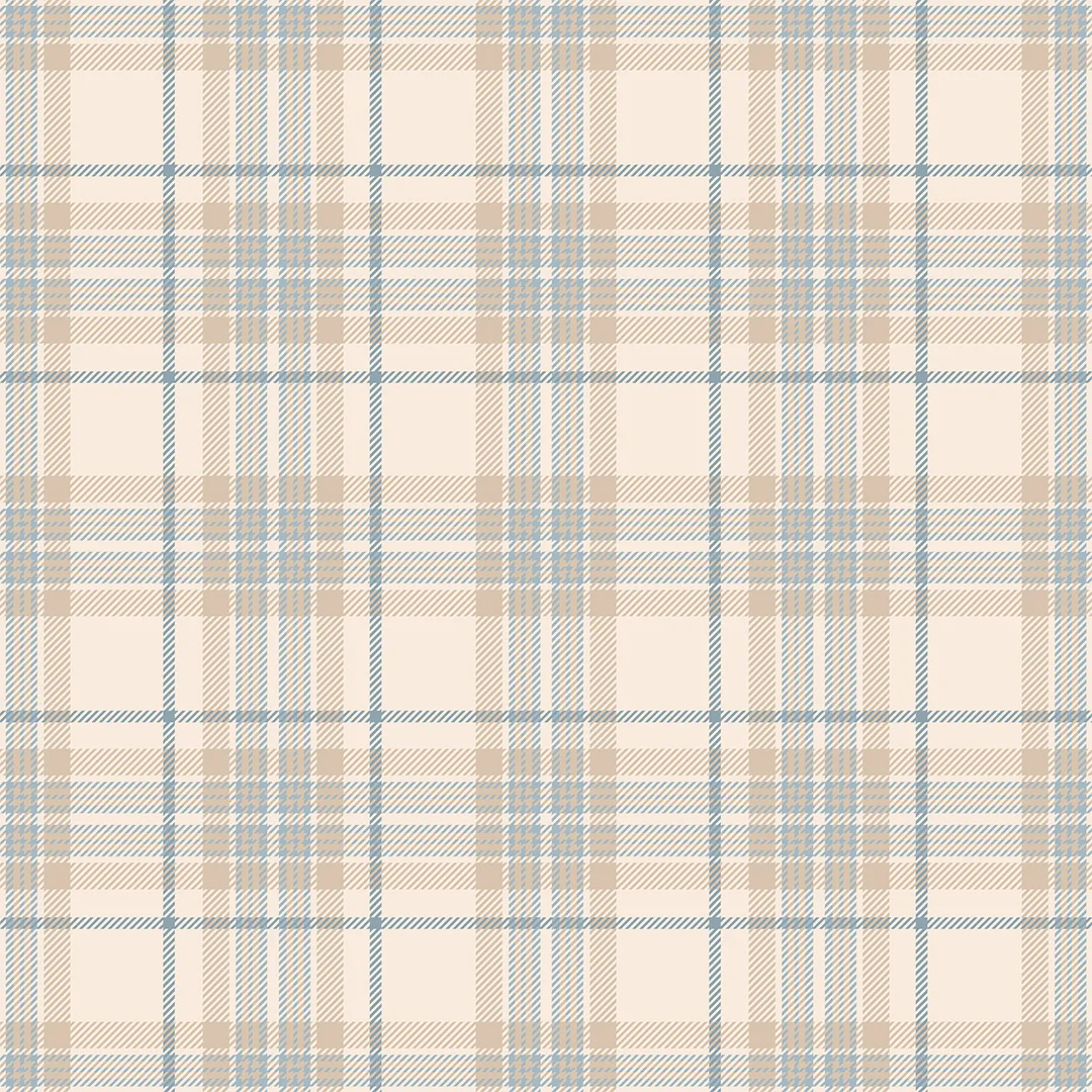 Traditional Check Wallpaper in Cream and Blue