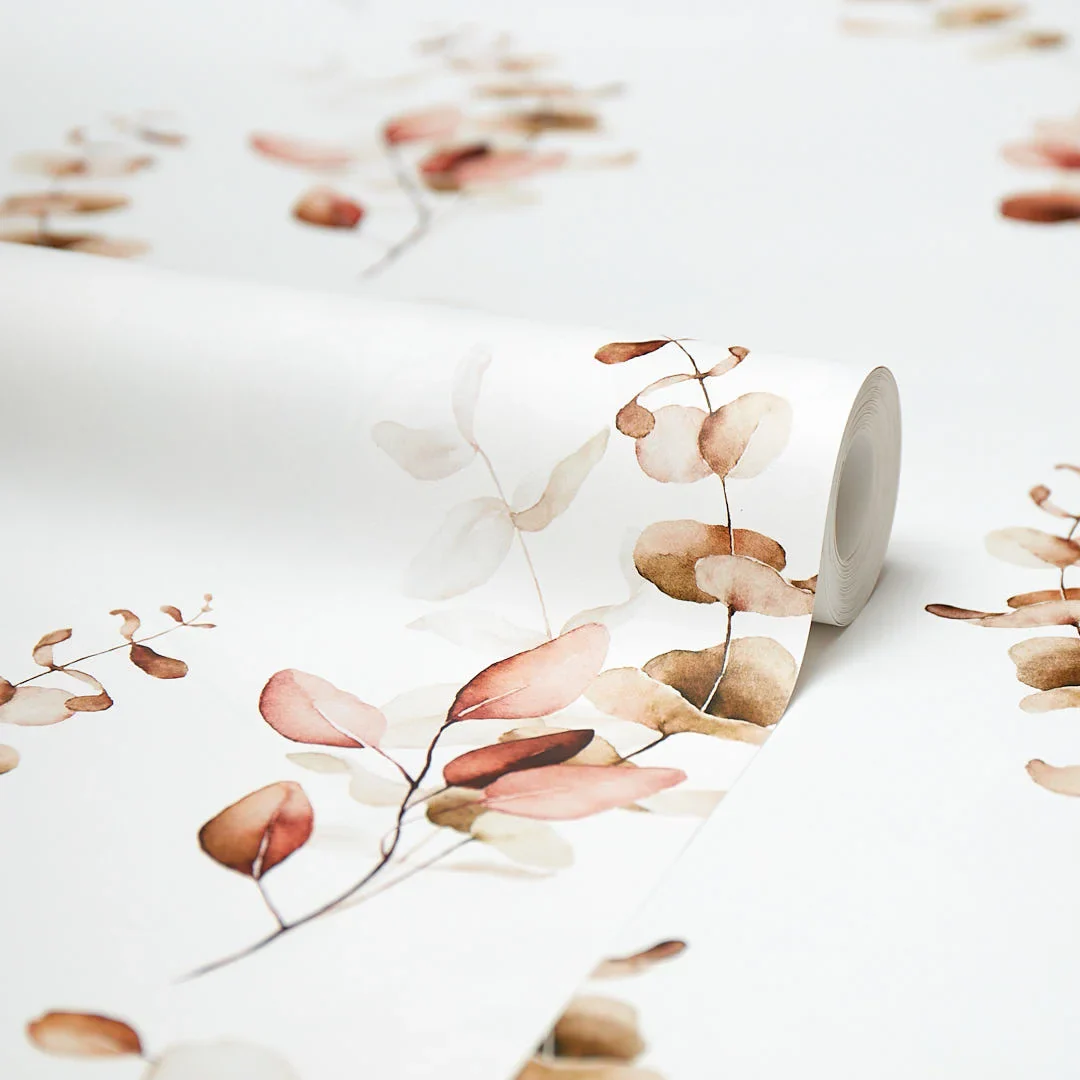 Trailing Eucalyptus Wallpaper in Autumn Browns and Oranges - Image 4