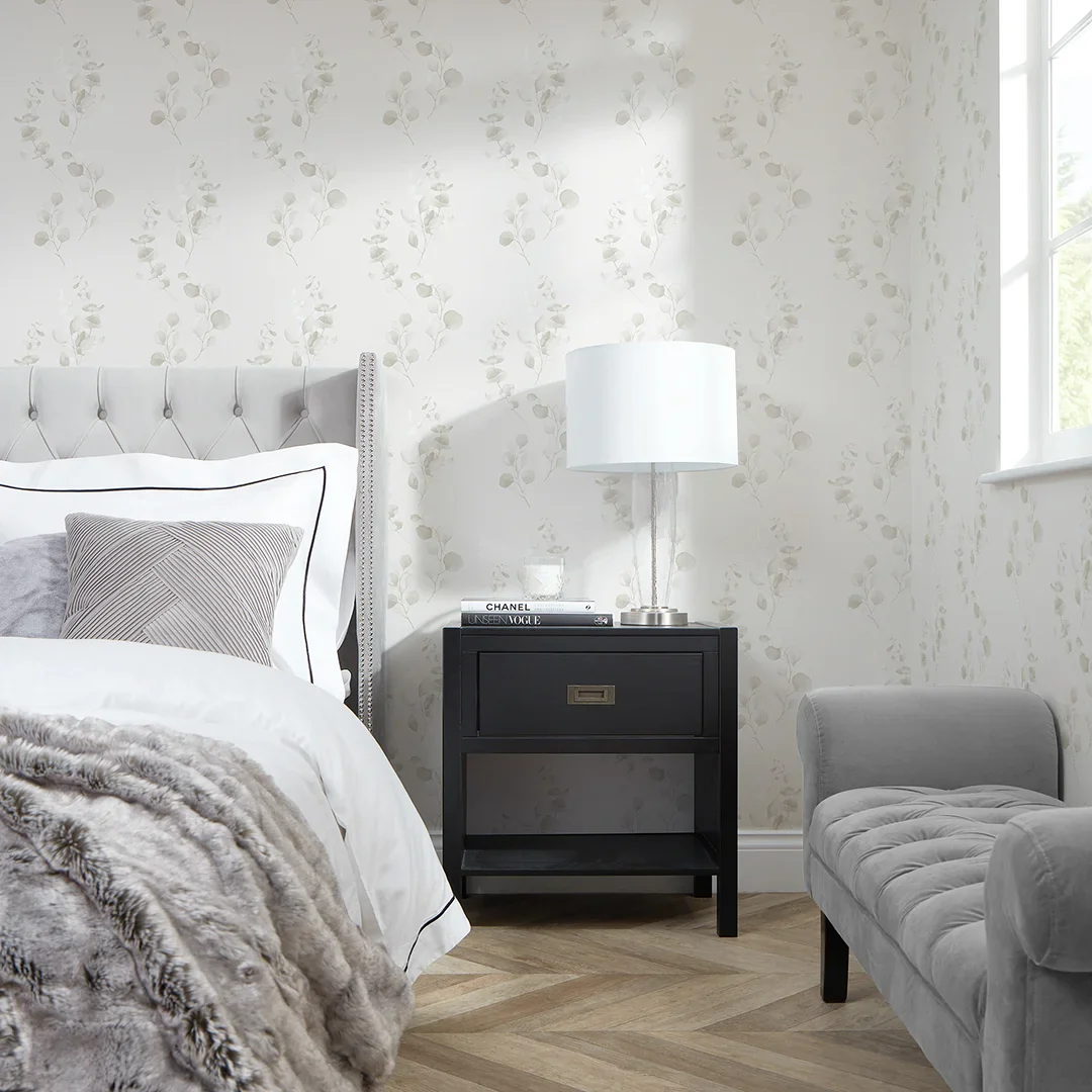 Trailing Eucalyptus Wallpaper in Soft Greys - Image 2