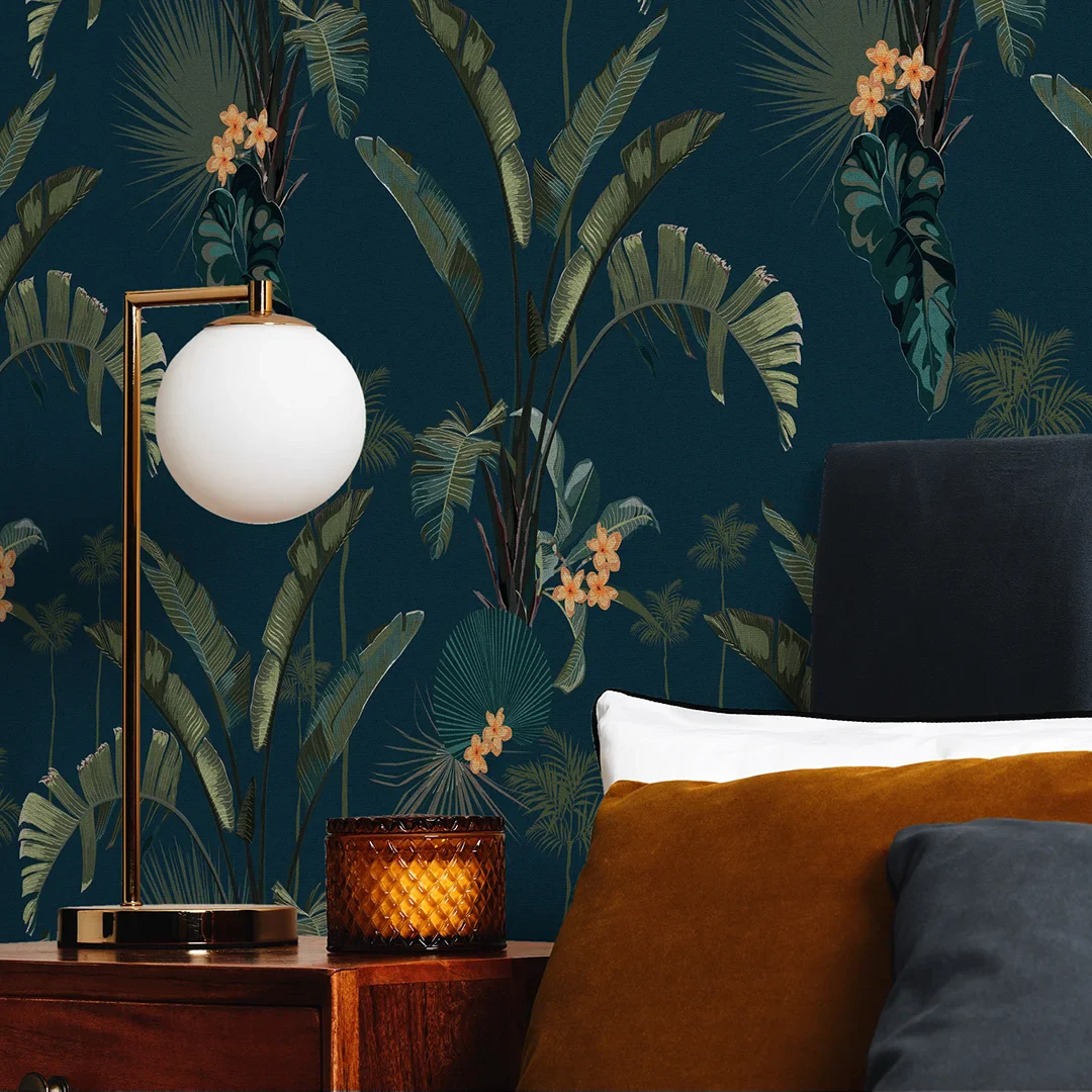 Tropical Paradise Wallpaper in Navy - Image 3