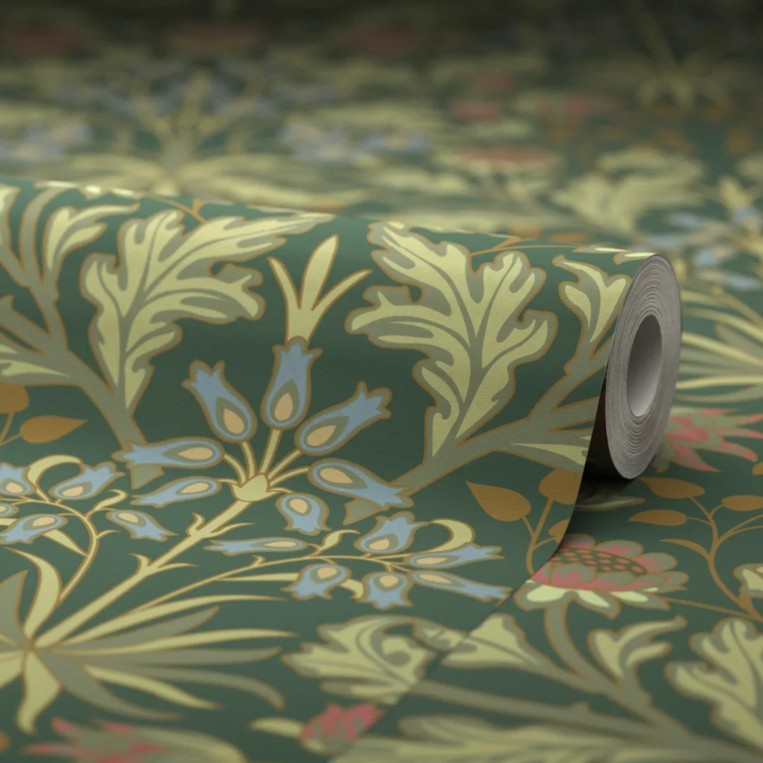 Tulip Trellis Wallpaper in Bottle Green - Image 4