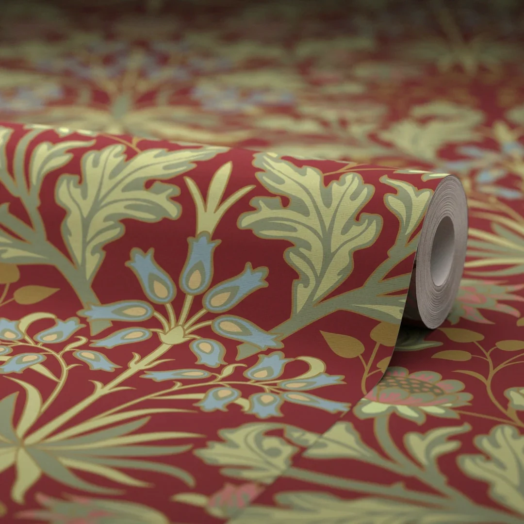 Tulip Trellis Wallpaper in Burgundy - Image 4