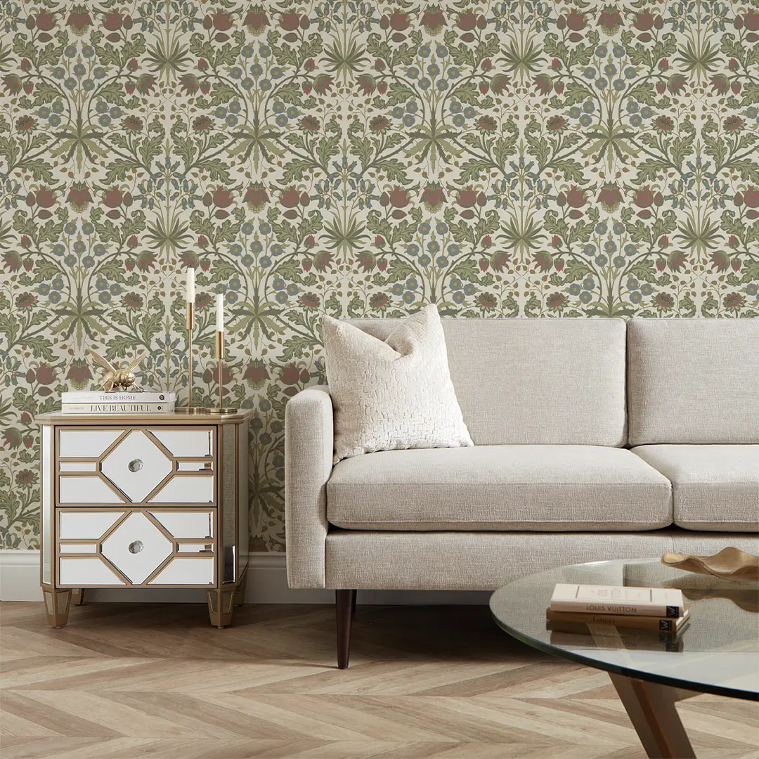 Tulip Trellis Wallpaper in Cream - Image 2