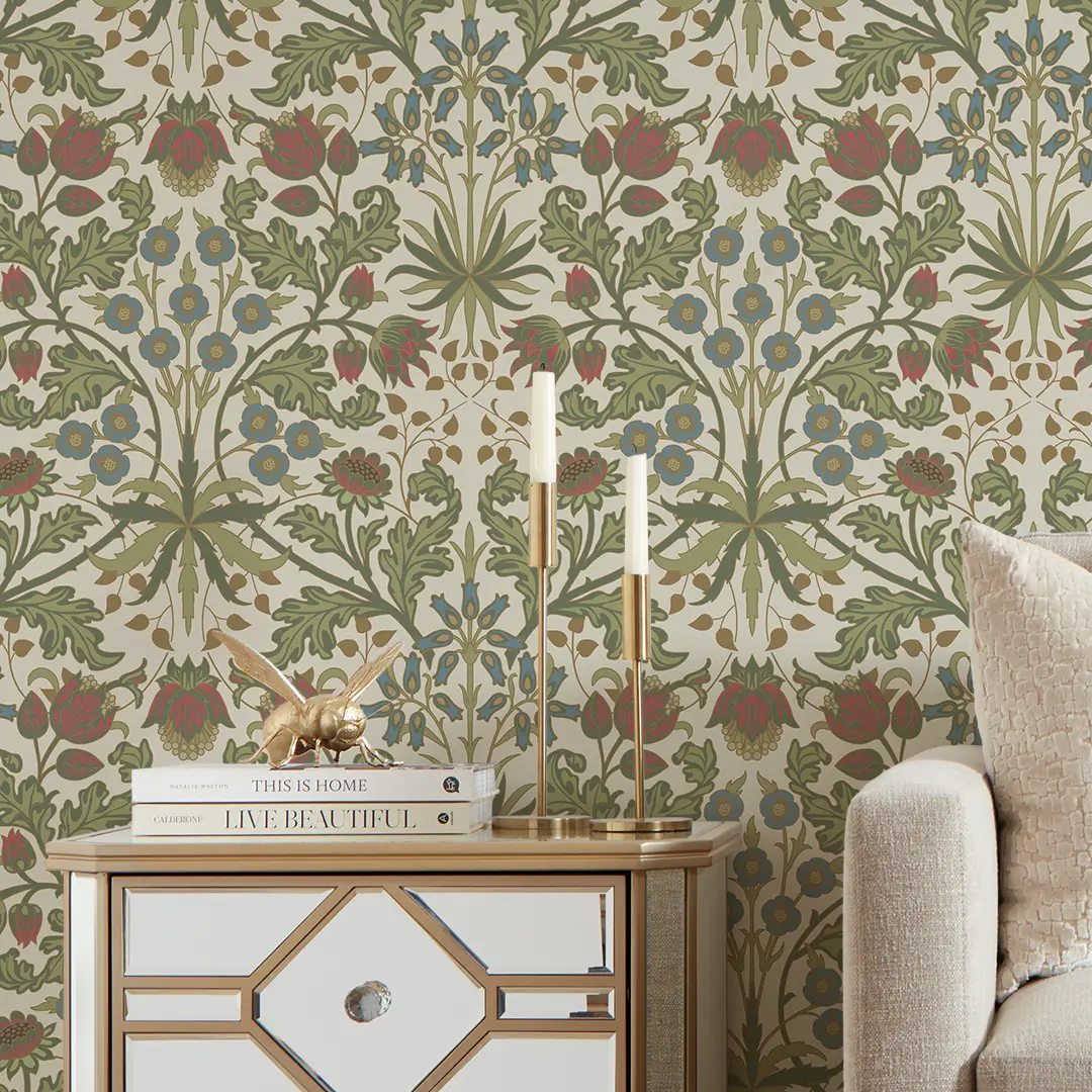 Tulip Trellis Wallpaper in Cream - Image 3