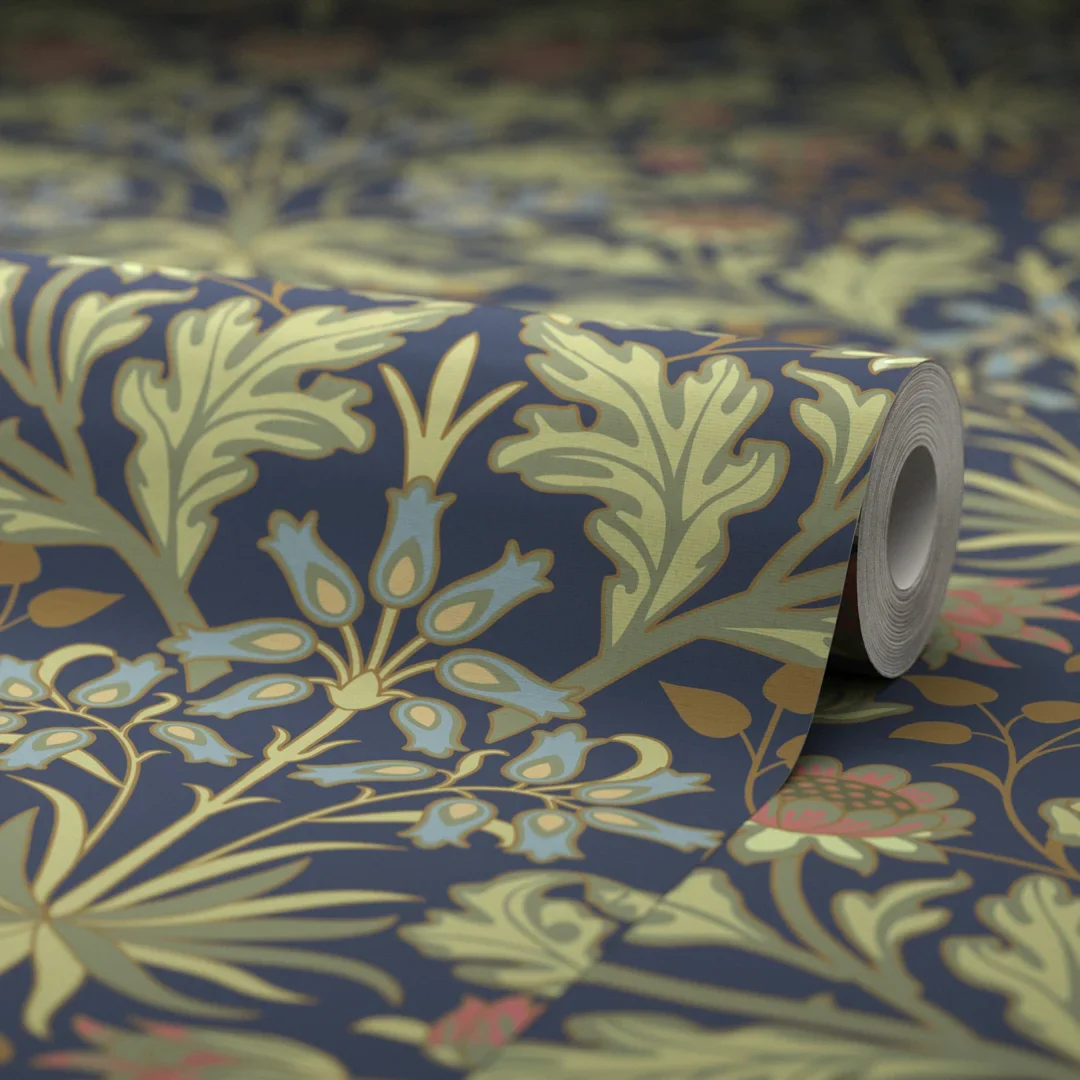 Tulip Trellis Wallpaper in Navy - Image 4