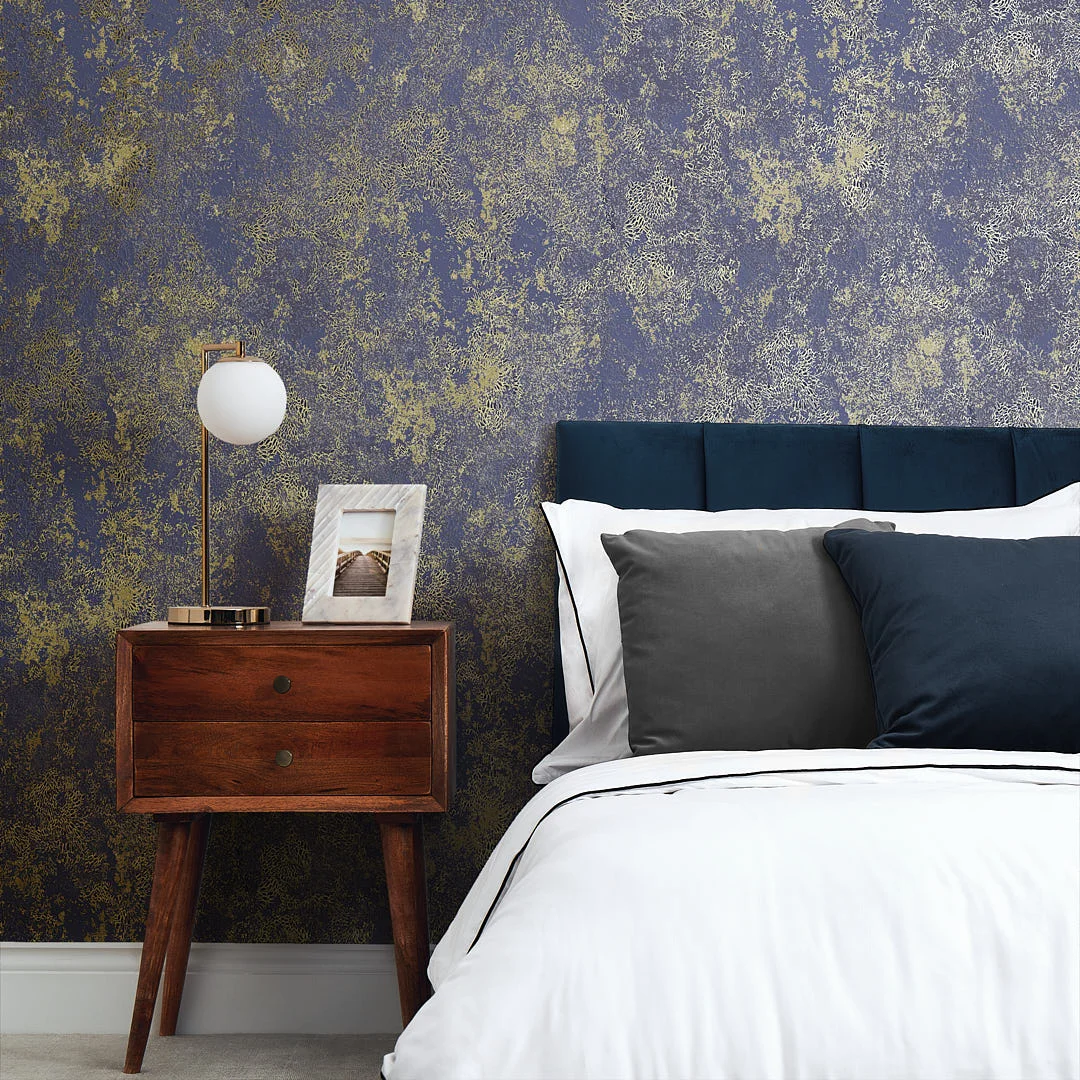 Turin Industrial Wallpaper in Navy and Gold - Image 2