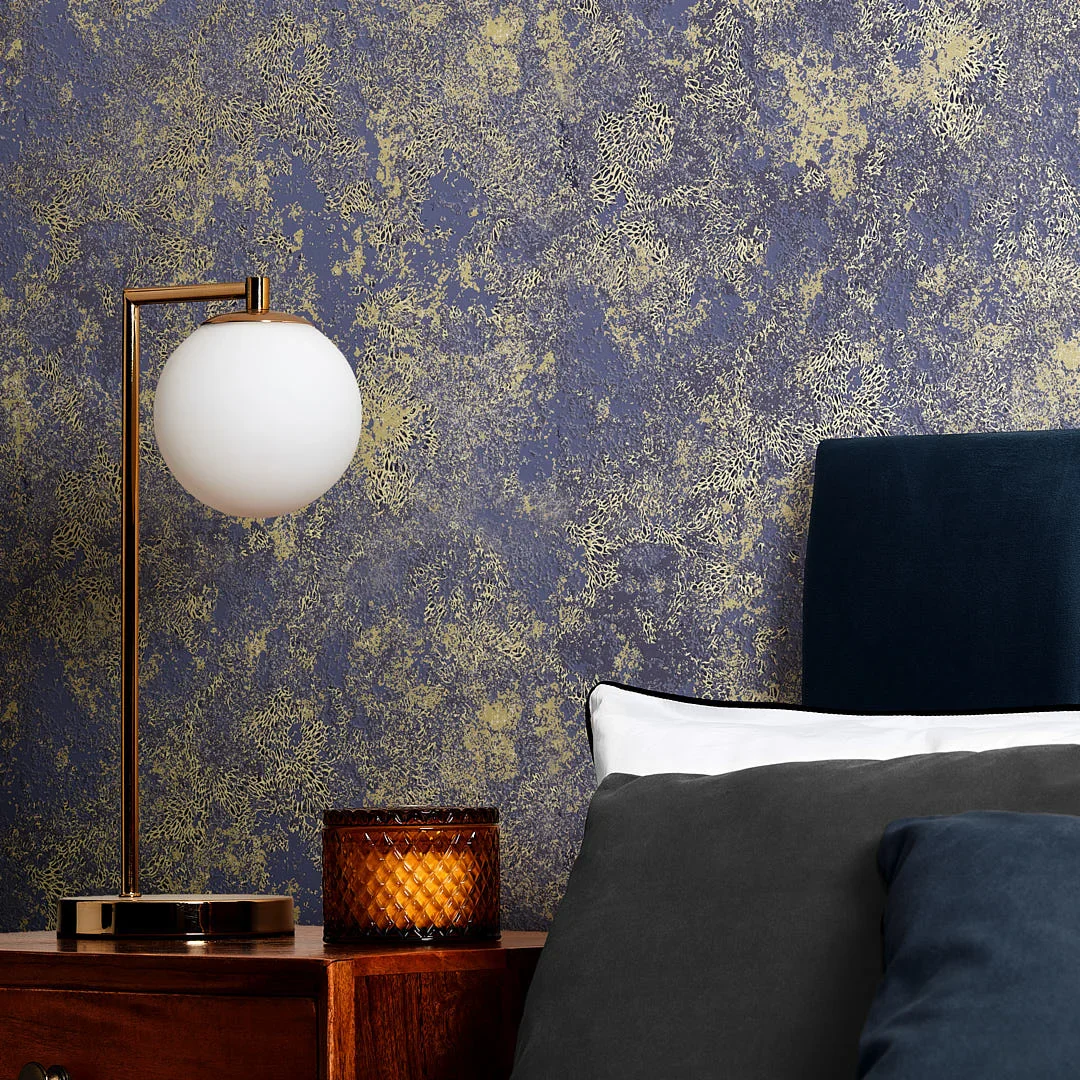 Turin Industrial Wallpaper in Navy and Gold - Image 3