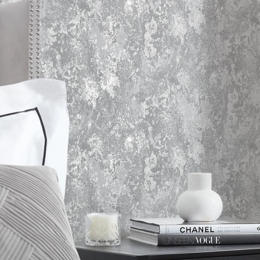 Turin Industrial Wallpaper Soft Grey and Silver - Image 3