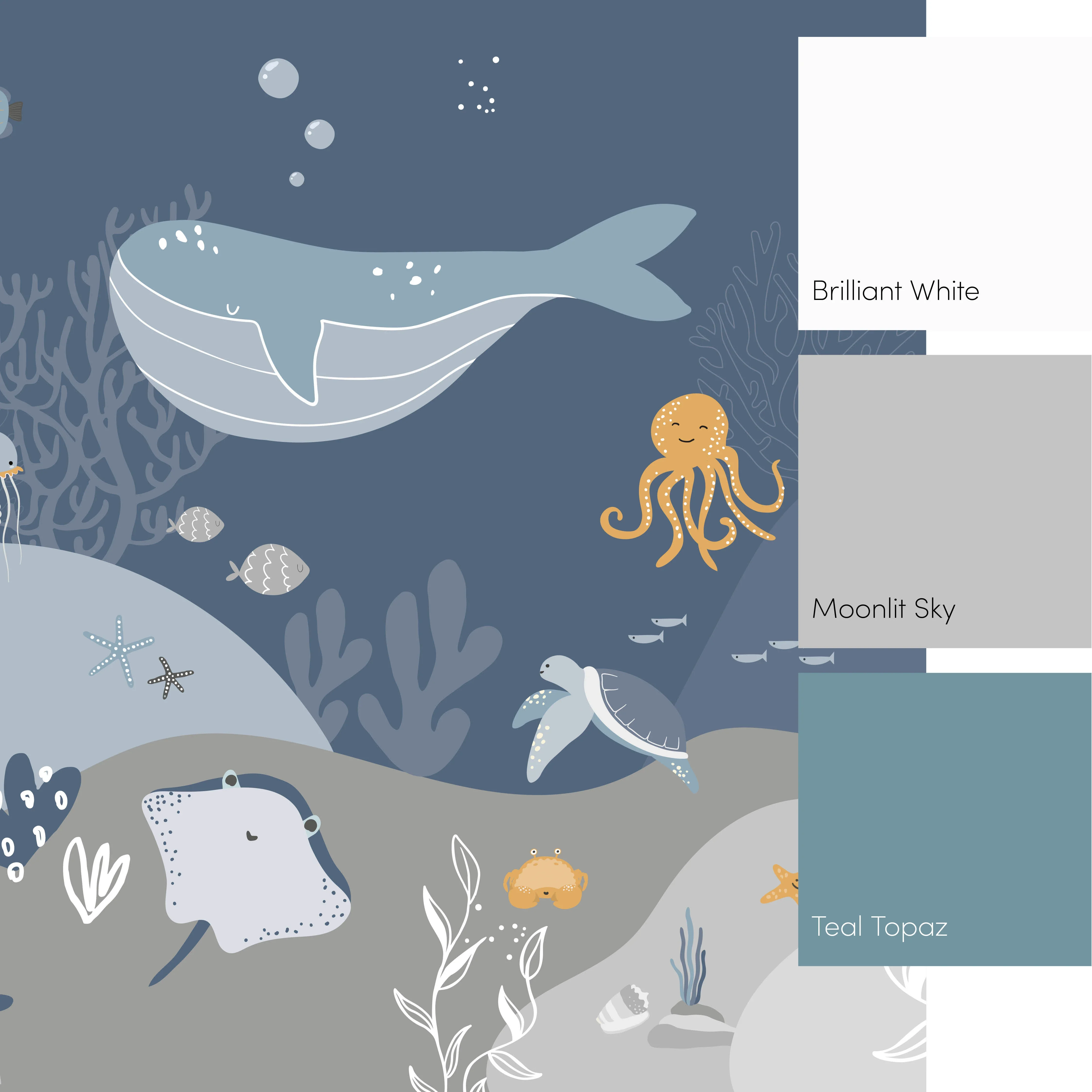 Under The Sea Full Wall Mural in Deep Blue - Image 3