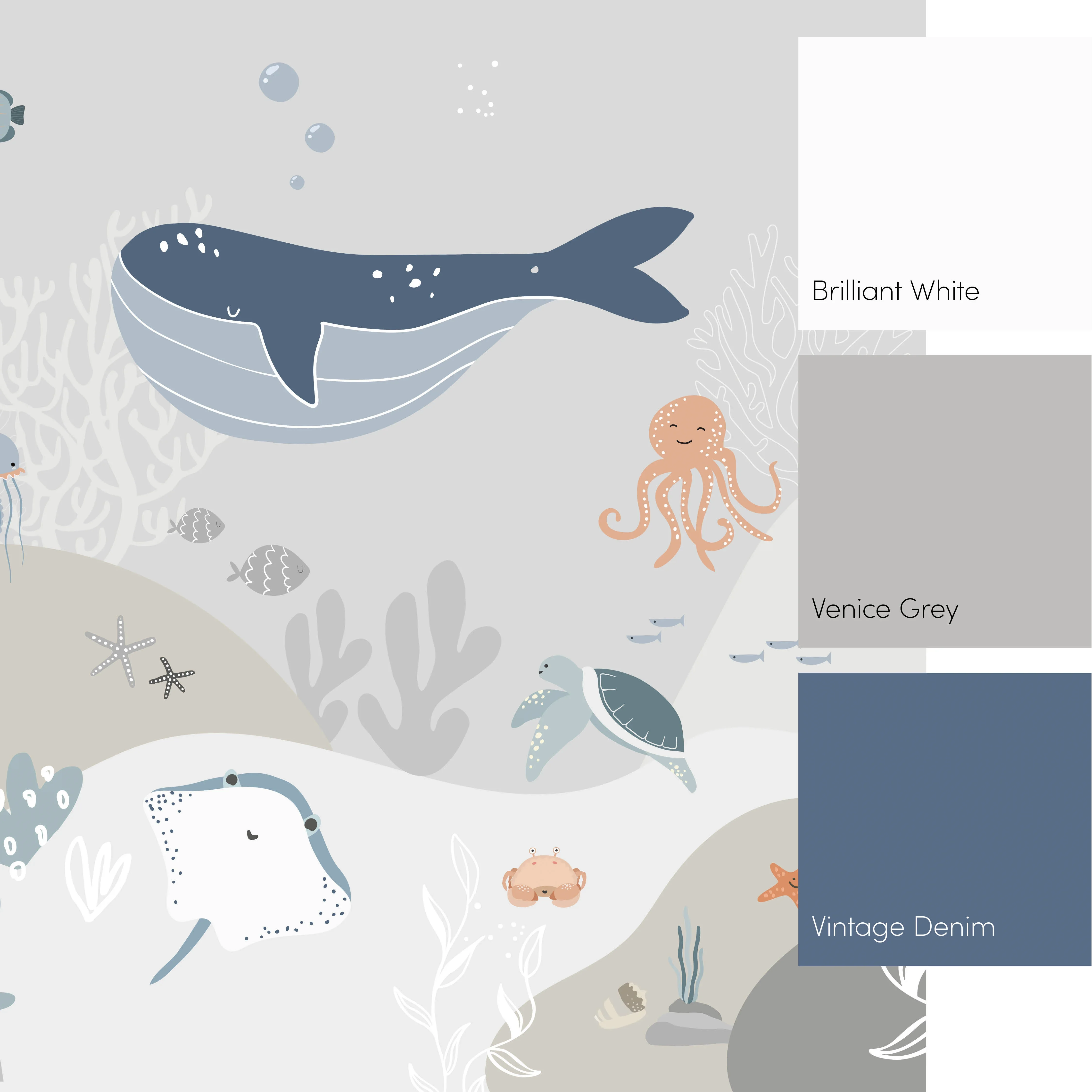 Under The Sea Full Wall Mural in Neutrals - Image 3