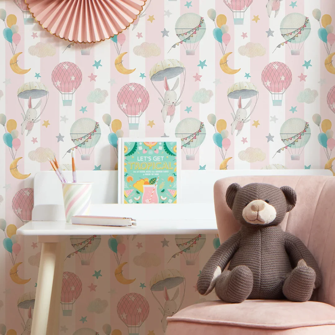 Up and Up and Away Wallpaper in Soft Pastels - Image 3