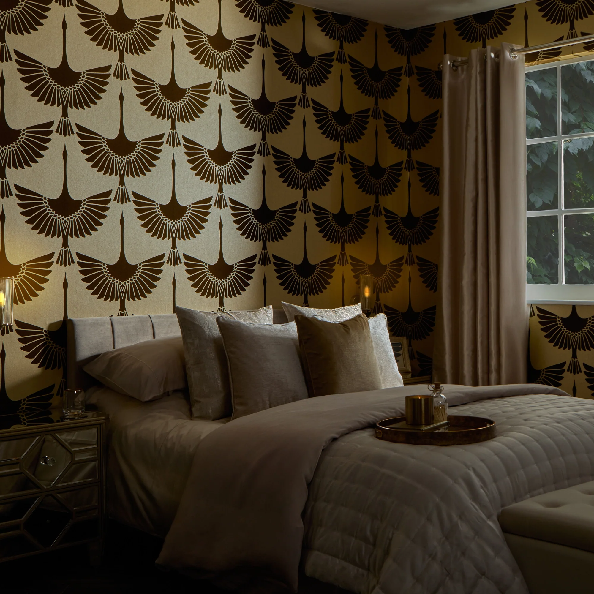 Velvet Opulence Wallpaper in Gold and Dappled Umber - Image 2