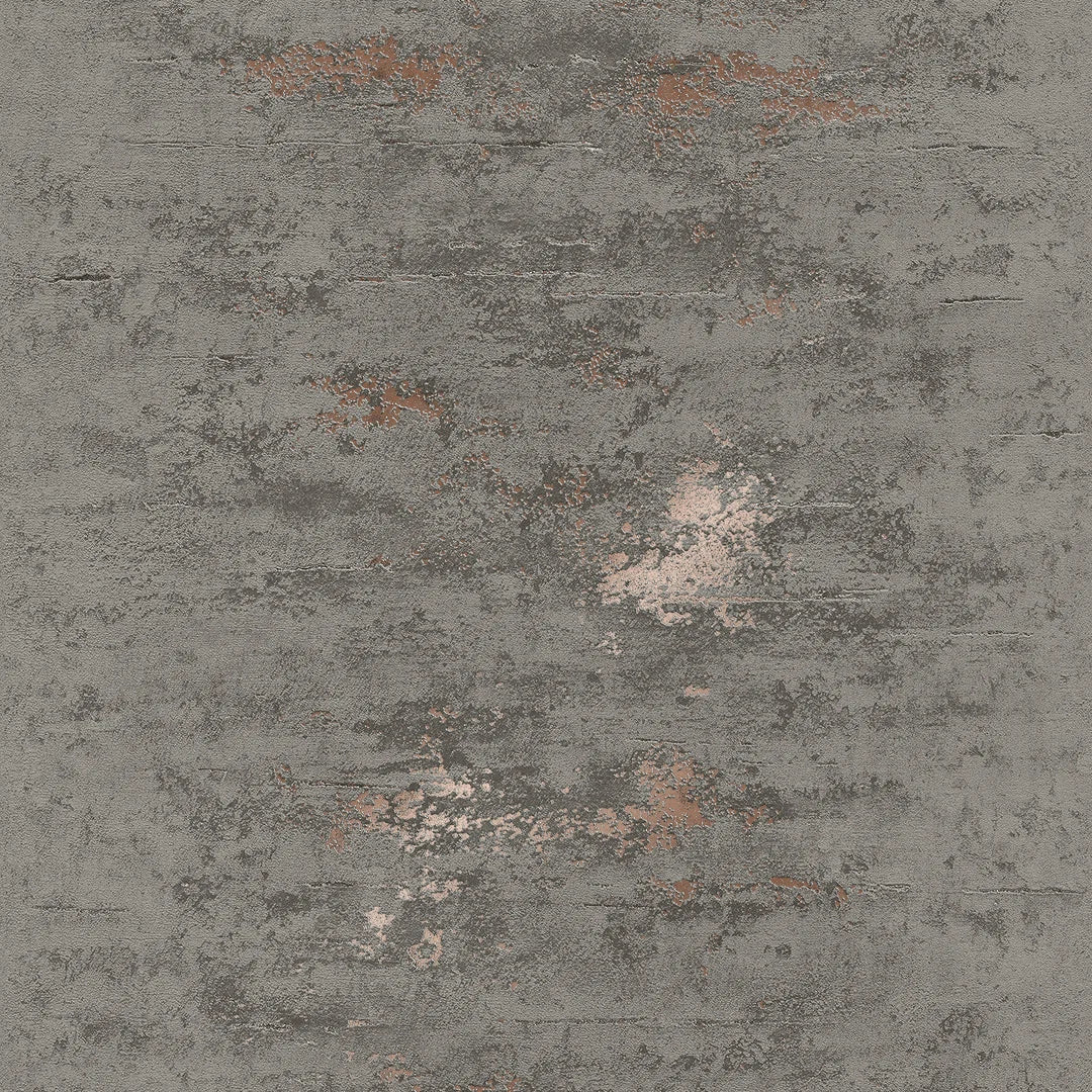 Venice Industrial Metallic Wallpaper in Charcoal and Copper