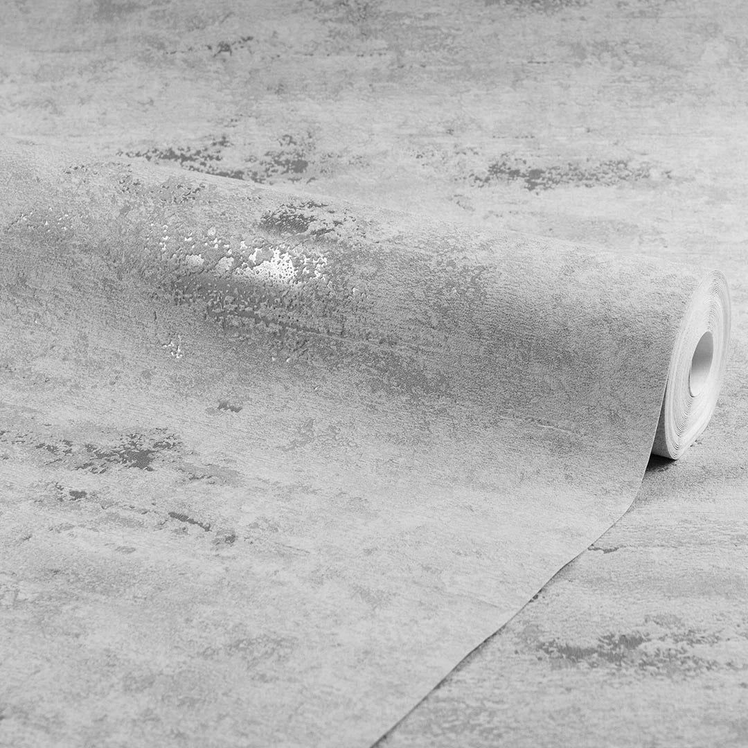 Venice Industrial Metallic Wallpaper in Grey and Silver - Image 4