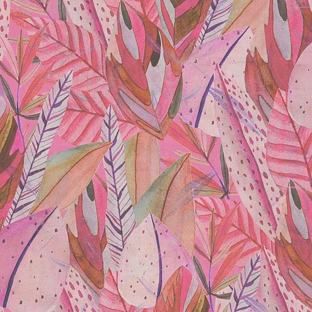 Verdant Mirage Wallpaper in Pink Tones