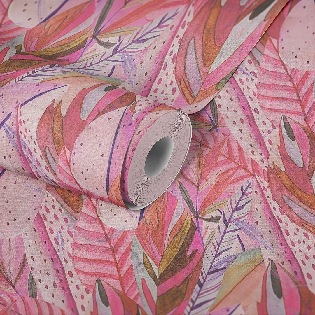 Verdant Mirage Wallpaper in Pink Tones - Image 3