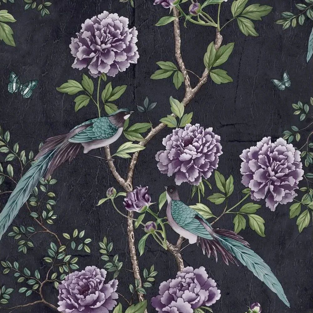 Vintage Chinoiserie Wallpaper in Midnight