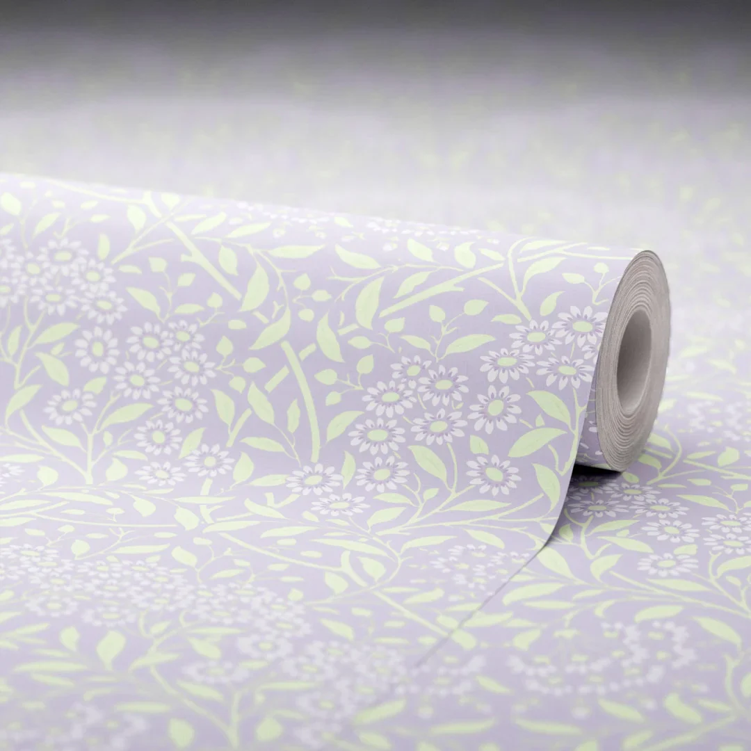 Vintage Daisy Wallpaper in Lavender and Sage - Image 4
