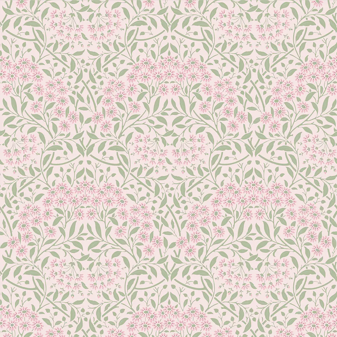 Vintage Daisy Wallpaper in Soft Pink and Sage