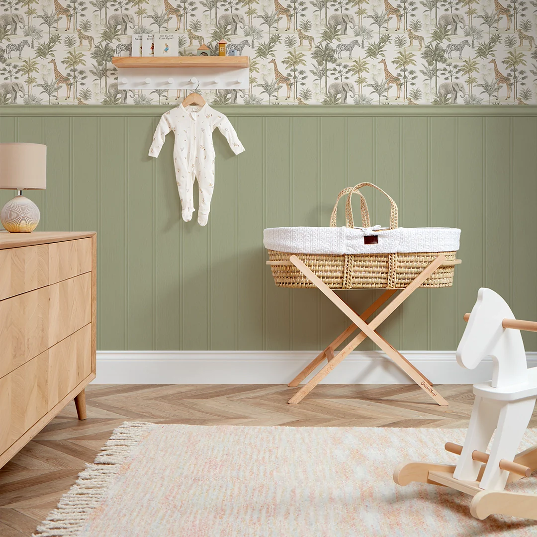 Vintage Explorer Panel Wallpaper in Earthy Tones with Sage Green Panel - Image 2