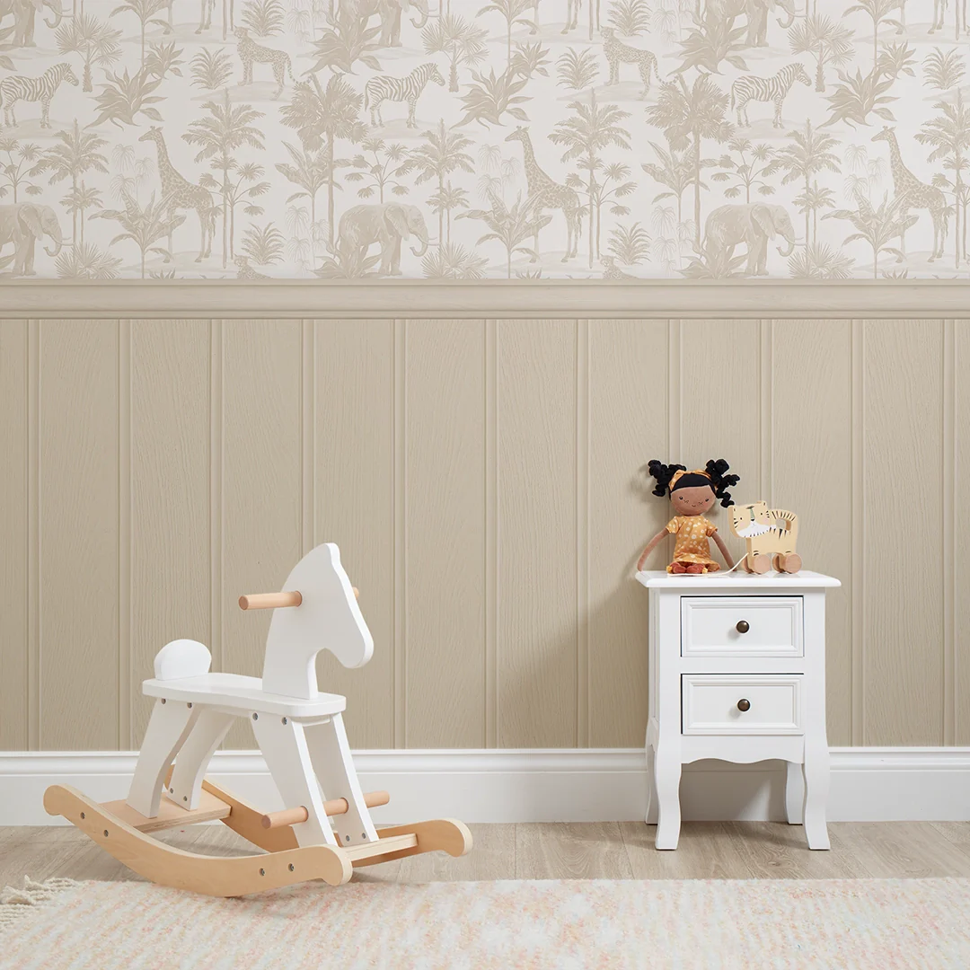 Vintage Explorer Panel Wallpaper in Neutral with Neutral Panel