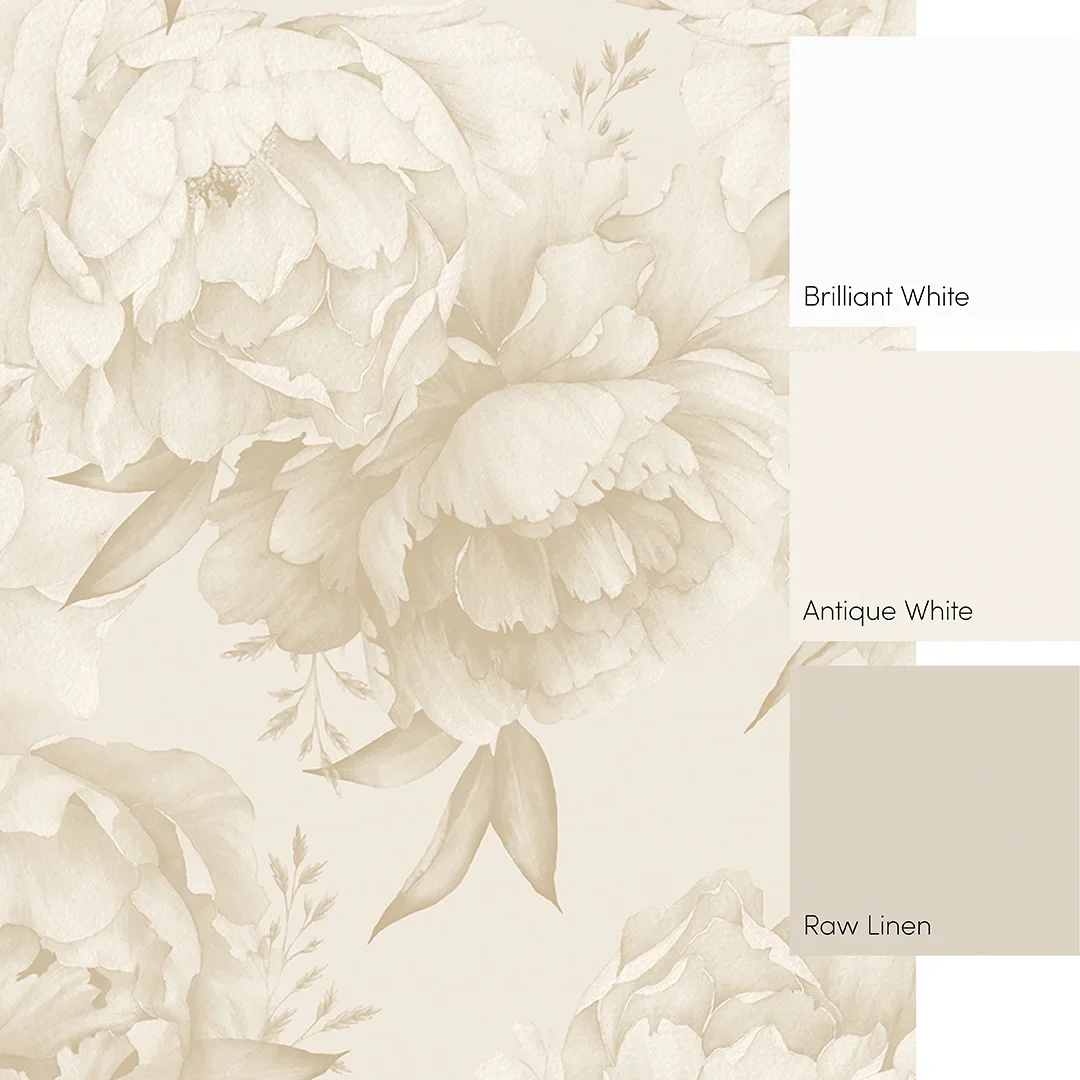 Vintage Peony Full Wall Mural in Warm Neutrals - Image 3
