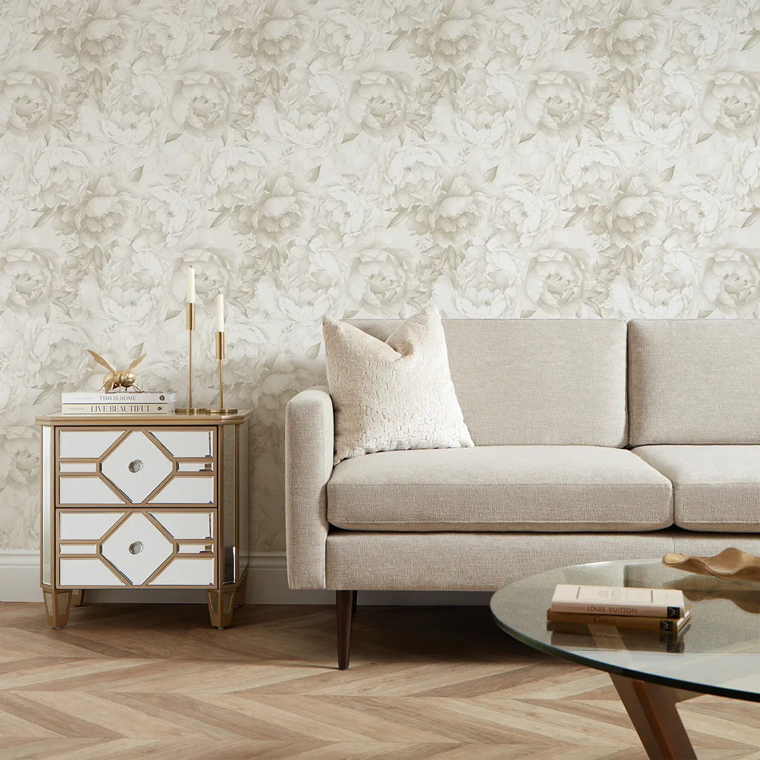 Vintage Peony Wallpaper in Cool Neutrals - Image 2