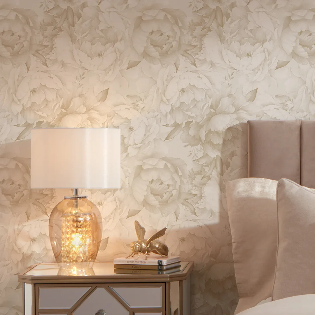 Vintage Peony Wallpaper in Warm Neutrals - Image 3