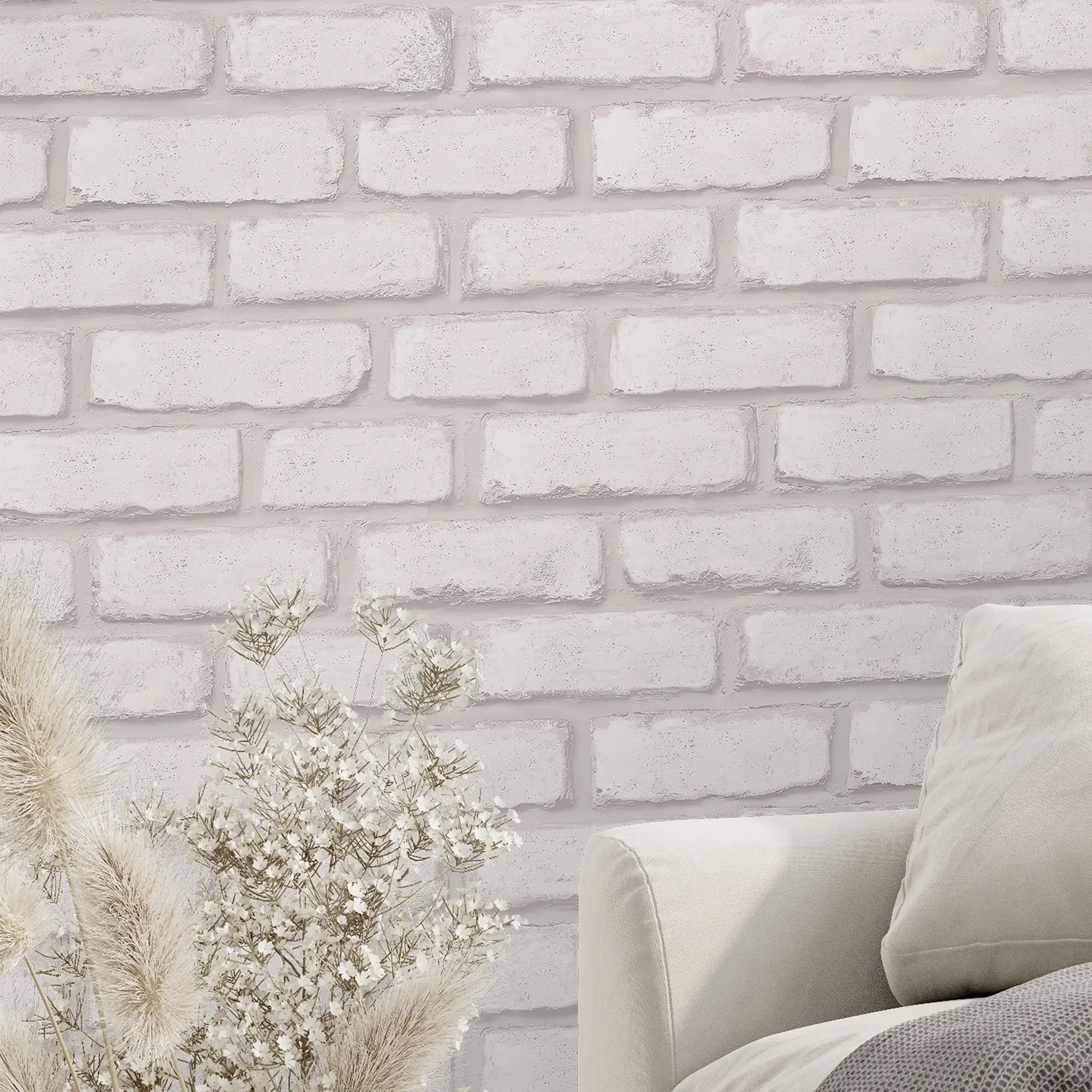 Wandsworth Brick Wallpaper in White - Image 3