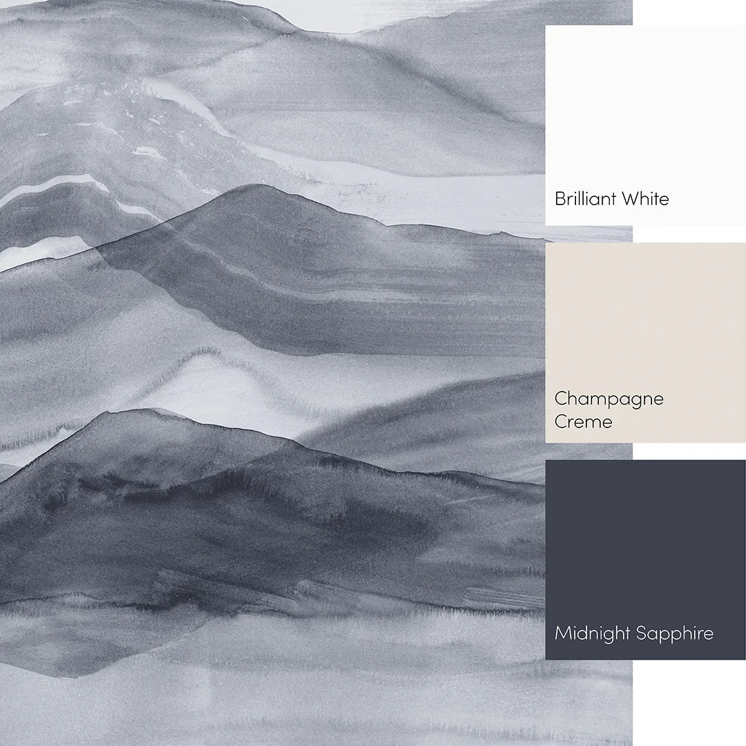 Watercolour Mountains Full Wall Mural in Deep Blue - Image 3