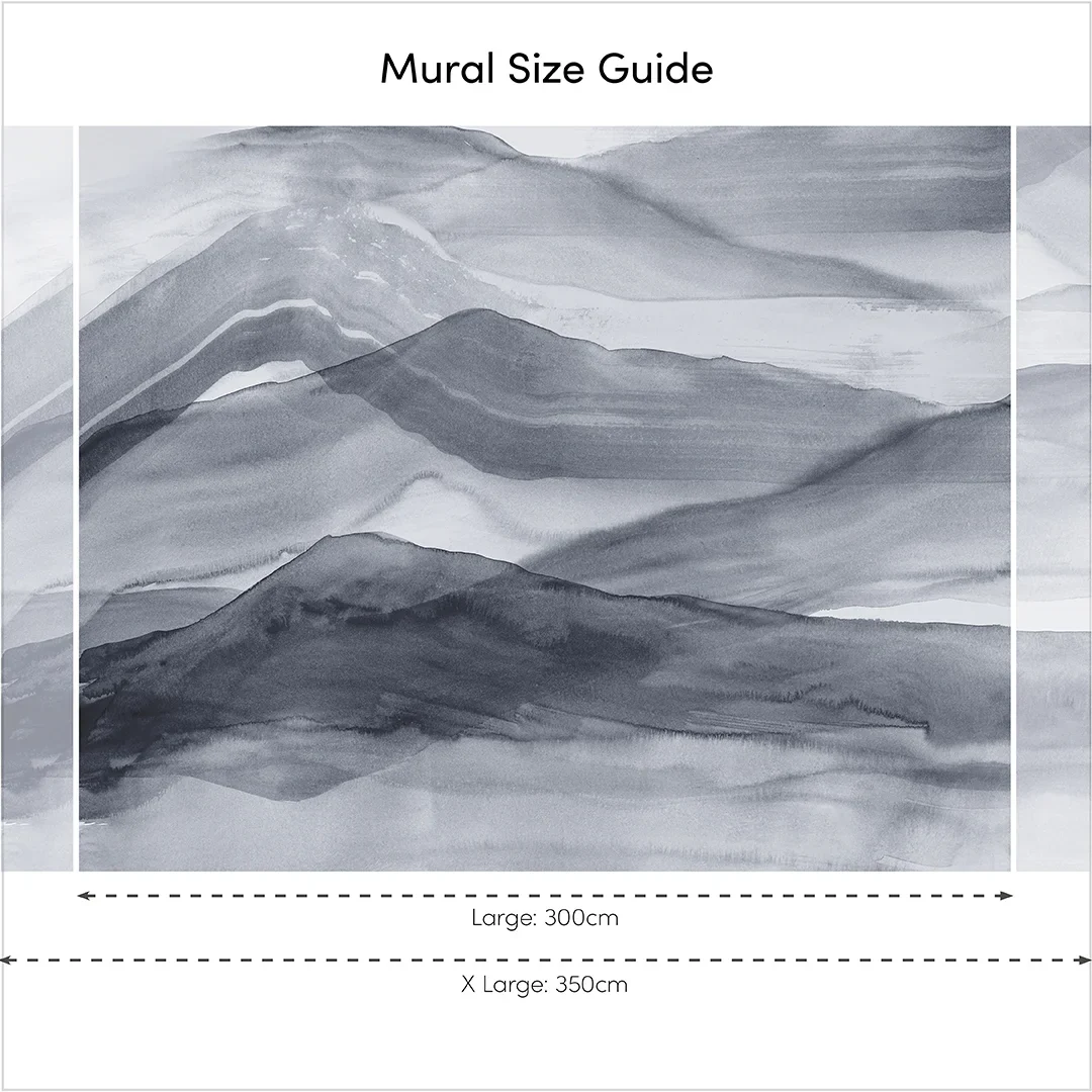 Watercolour Mountains Full Wall Mural in Deep Blue - Image 4