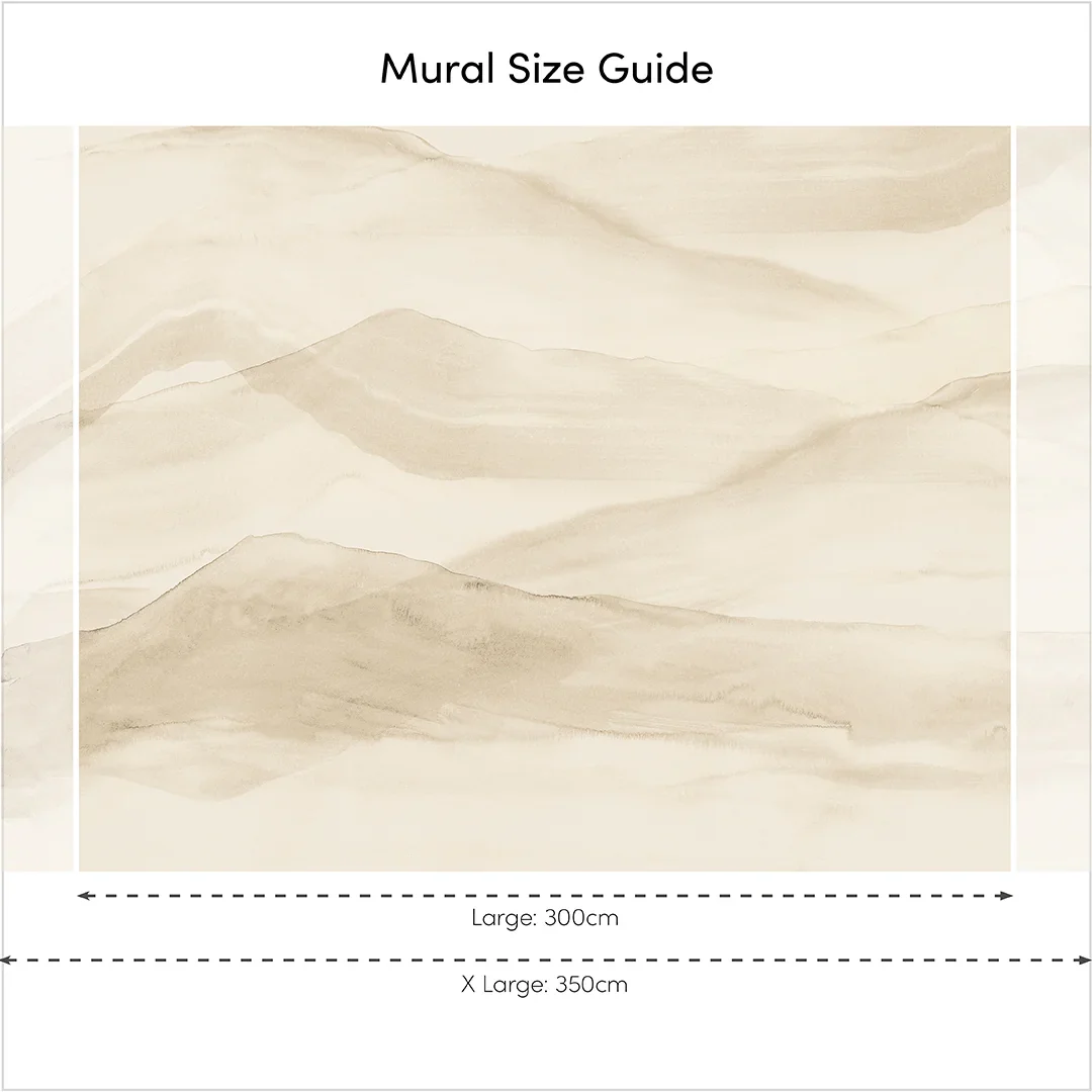 Watercolour Mountains Full Wall Mural in Natural Lime Wash - Image 4